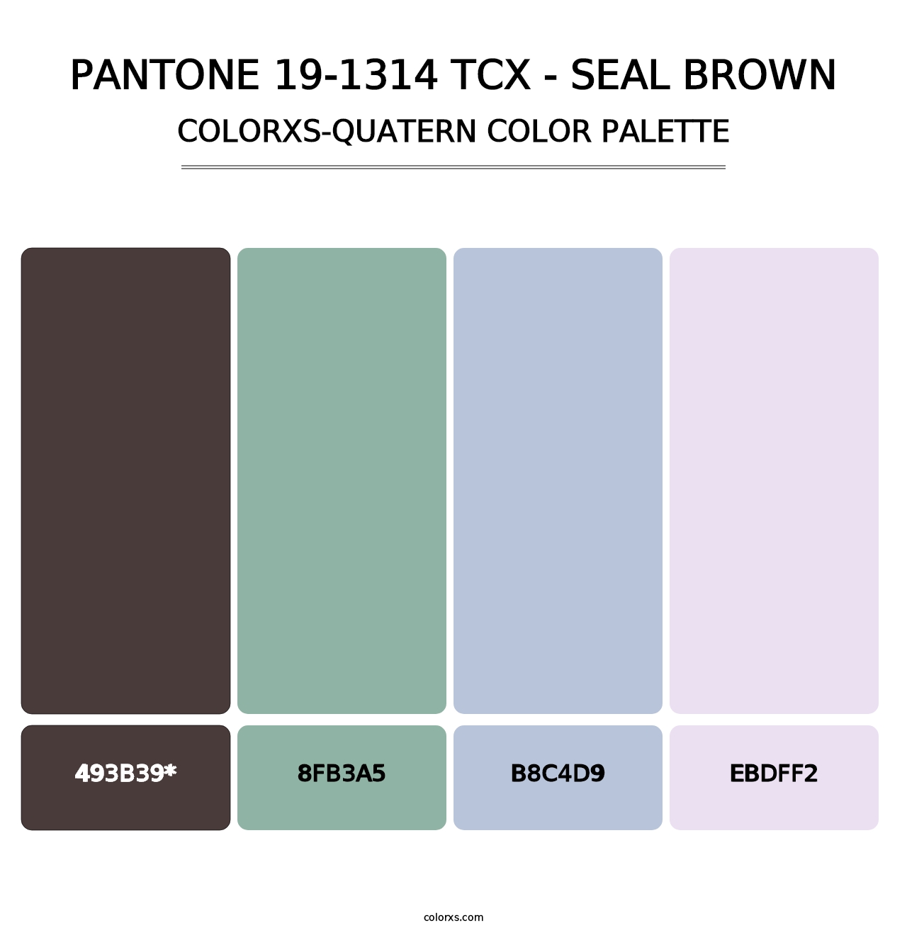 PANTONE 19-1314 TCX - Seal Brown - Colorxs Quad Palette