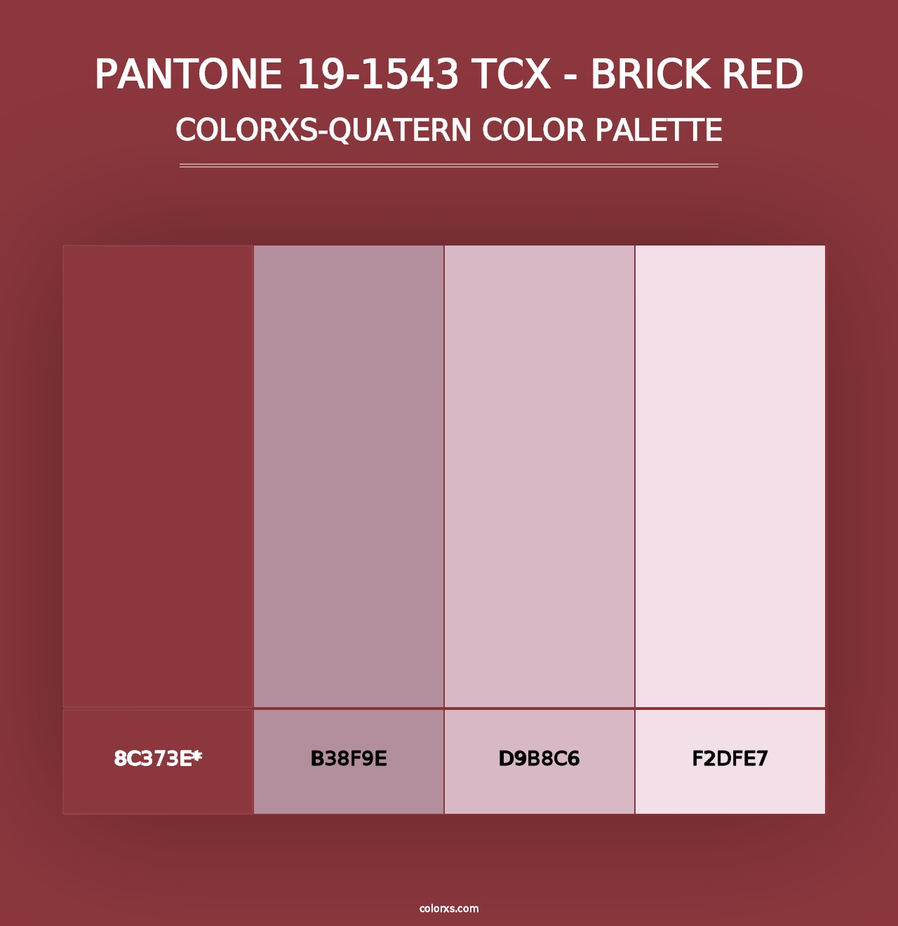 PANTONE 19-1543 TCX - Brick Red - Colorxs Quad Palette