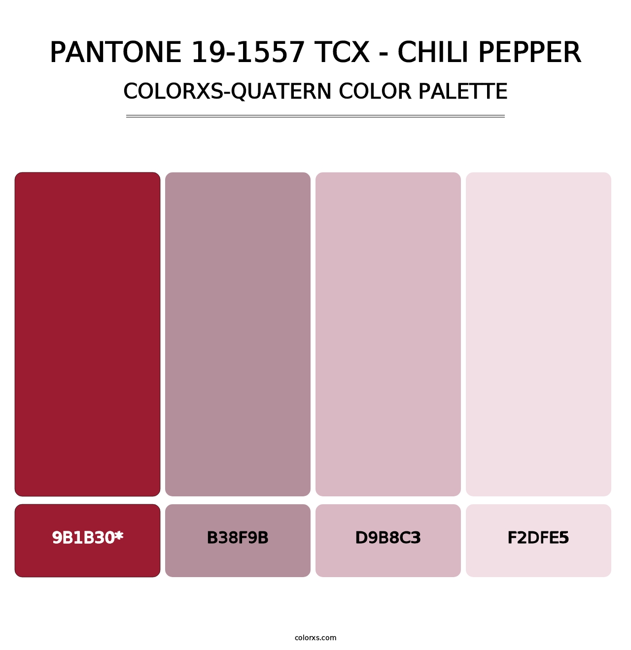 PANTONE 19-1557 TCX - Chili Pepper - Colorxs Quad Palette