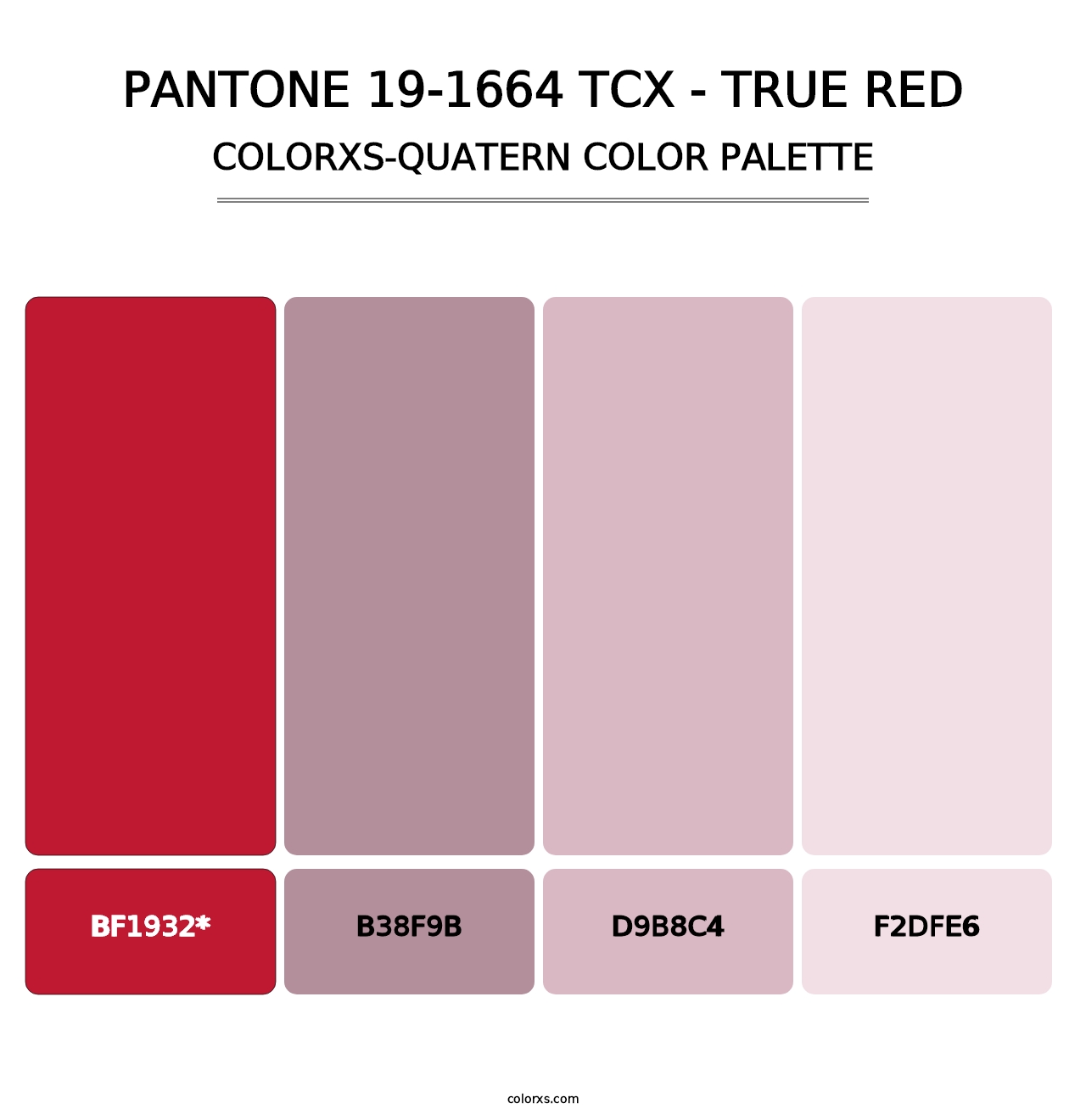 PANTONE 19-1664 TCX - True Red - Colorxs Quad Palette