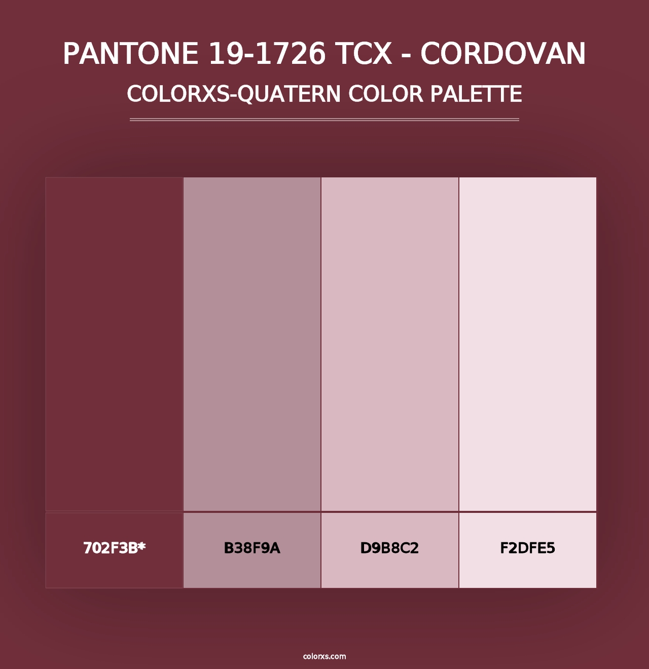 PANTONE 19-1726 TCX - Cordovan - Colorxs Quad Palette