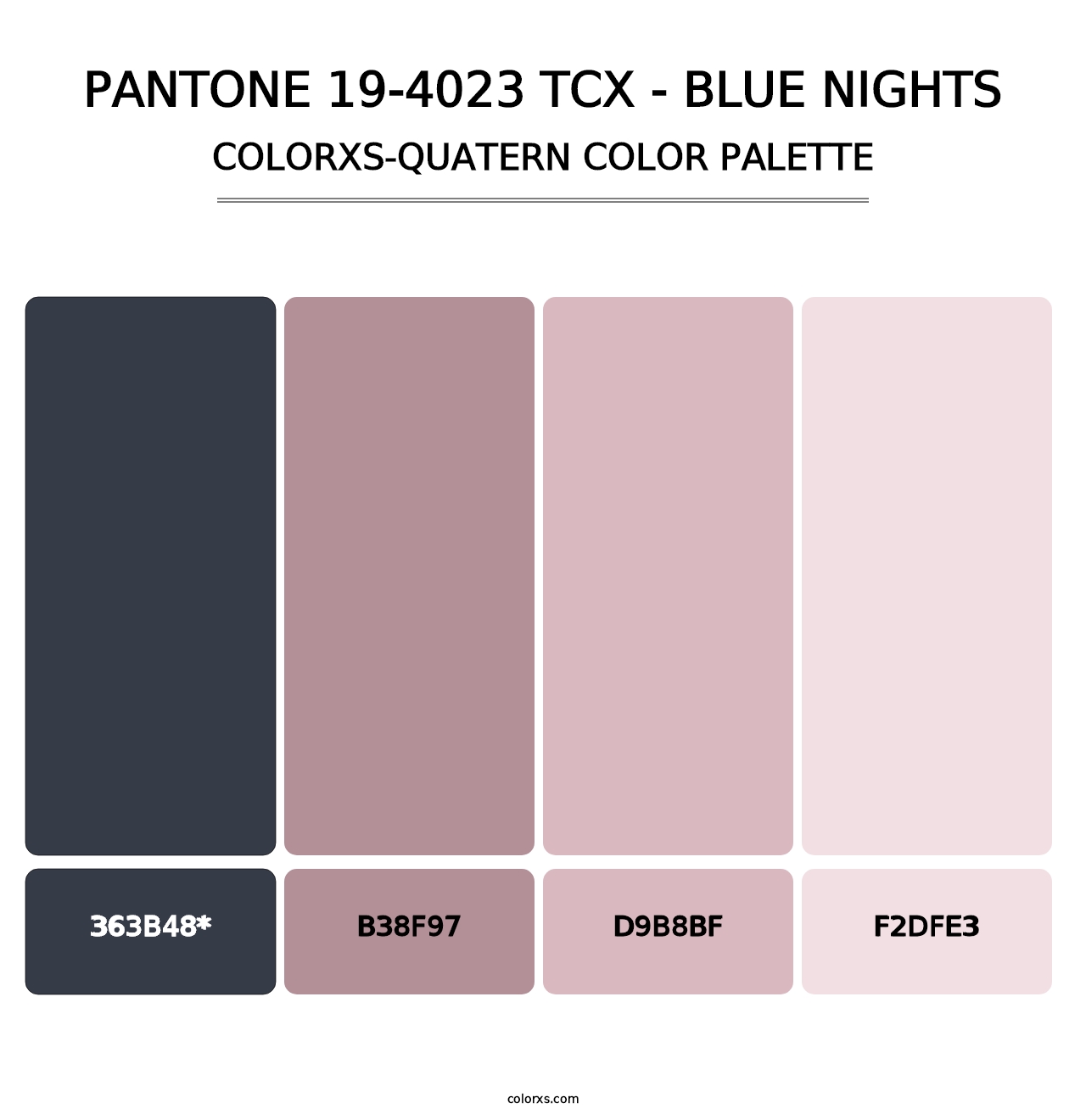 PANTONE 19-4023 TCX - Blue Nights - Colorxs Quad Palette