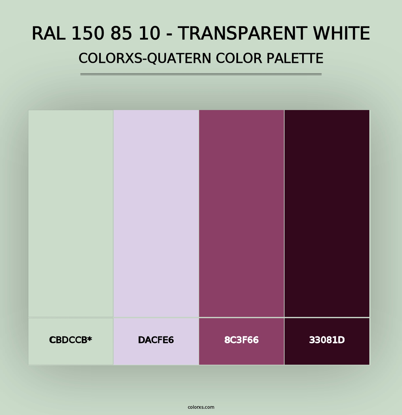 RAL 150 85 10 - Transparent White - Colorxs Quad Palette