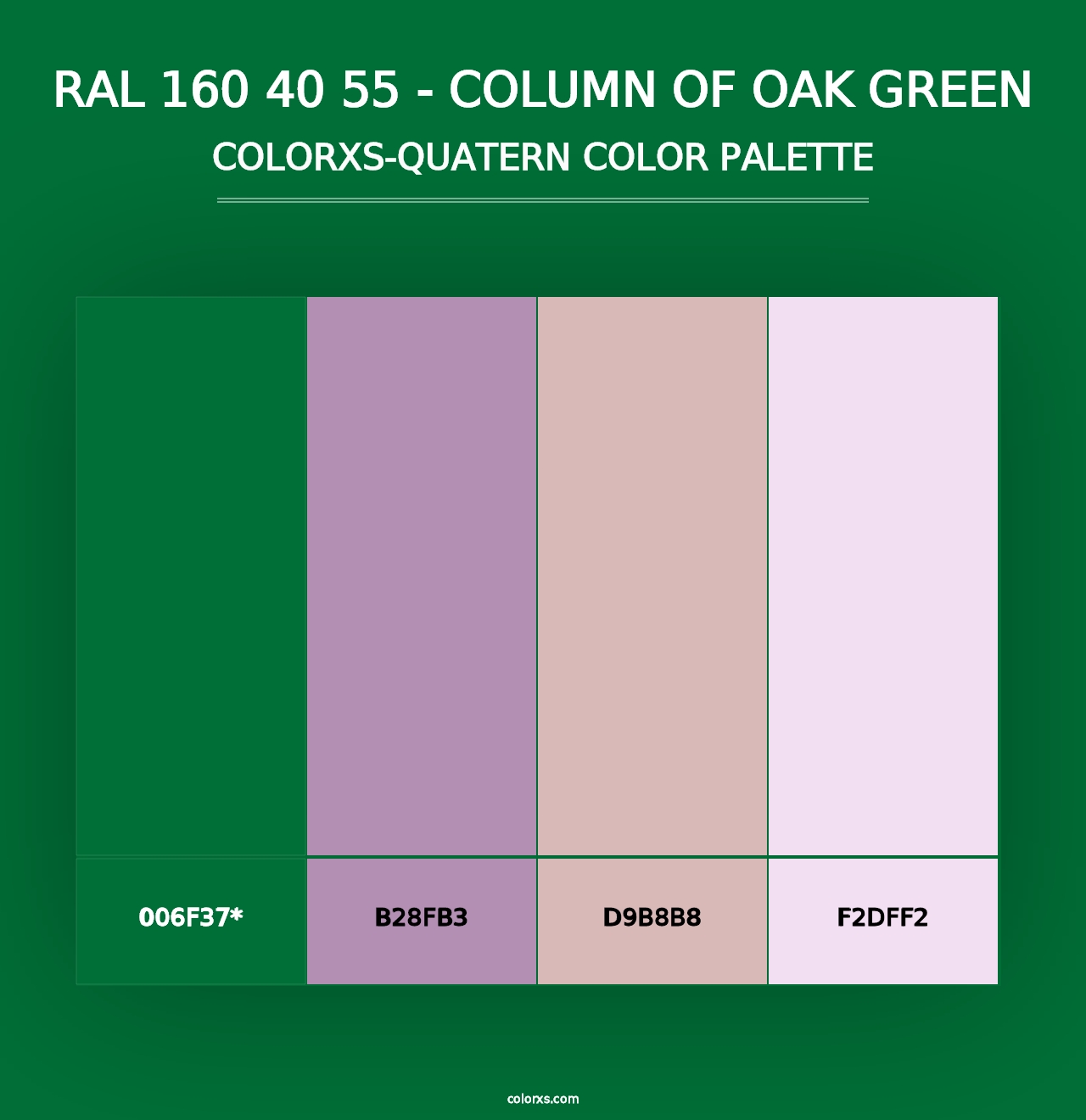 RAL 160 40 55 - Column Of Oak Green - Colorxs Quad Palette