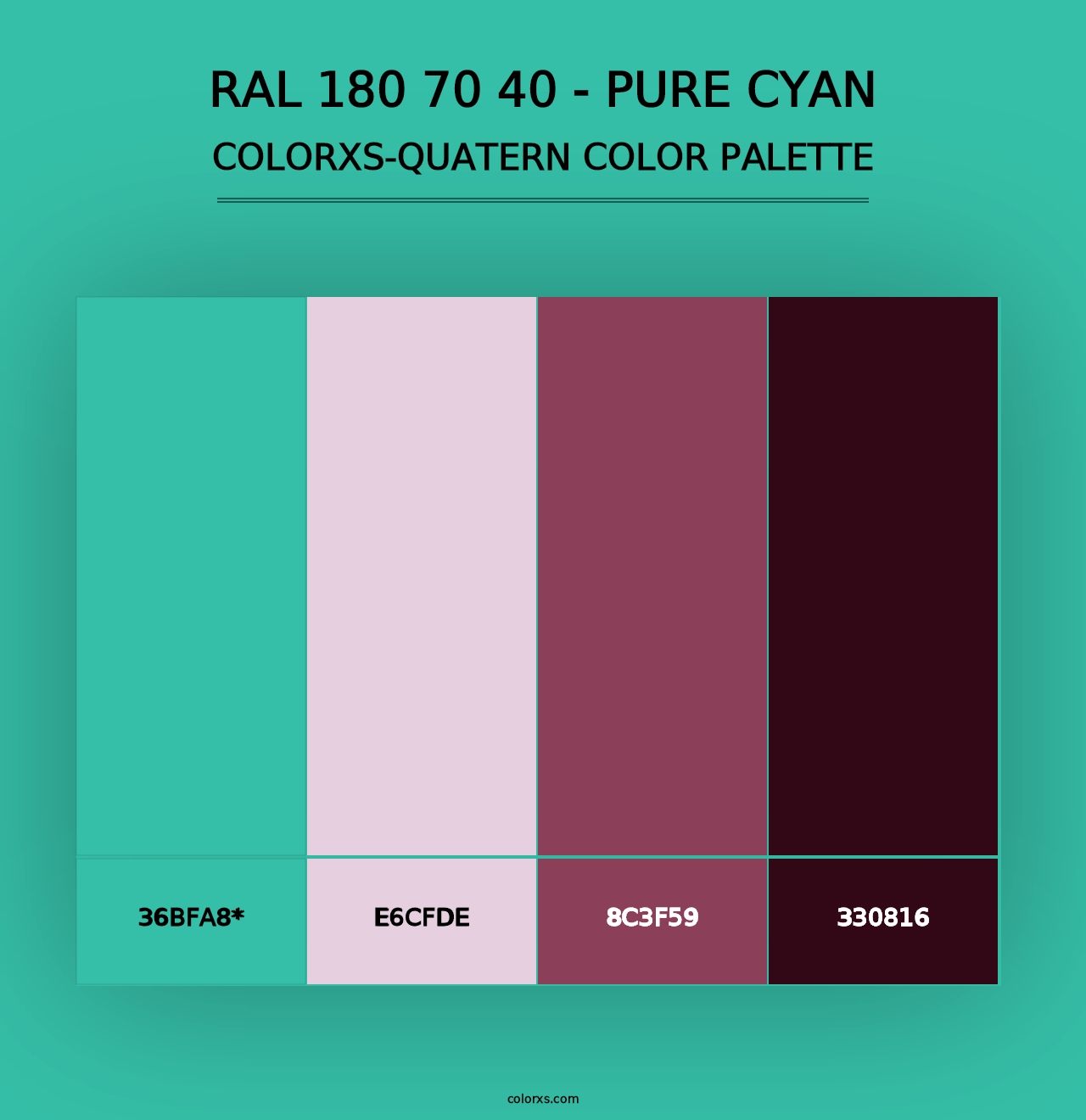 RAL 180 70 40 - Pure Cyan - Colorxs Quad Palette