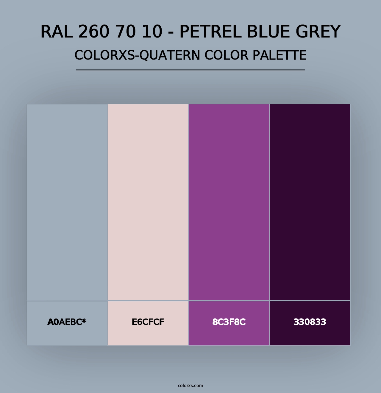 RAL 260 70 10 - Petrel Blue Grey - Colorxs Quad Palette