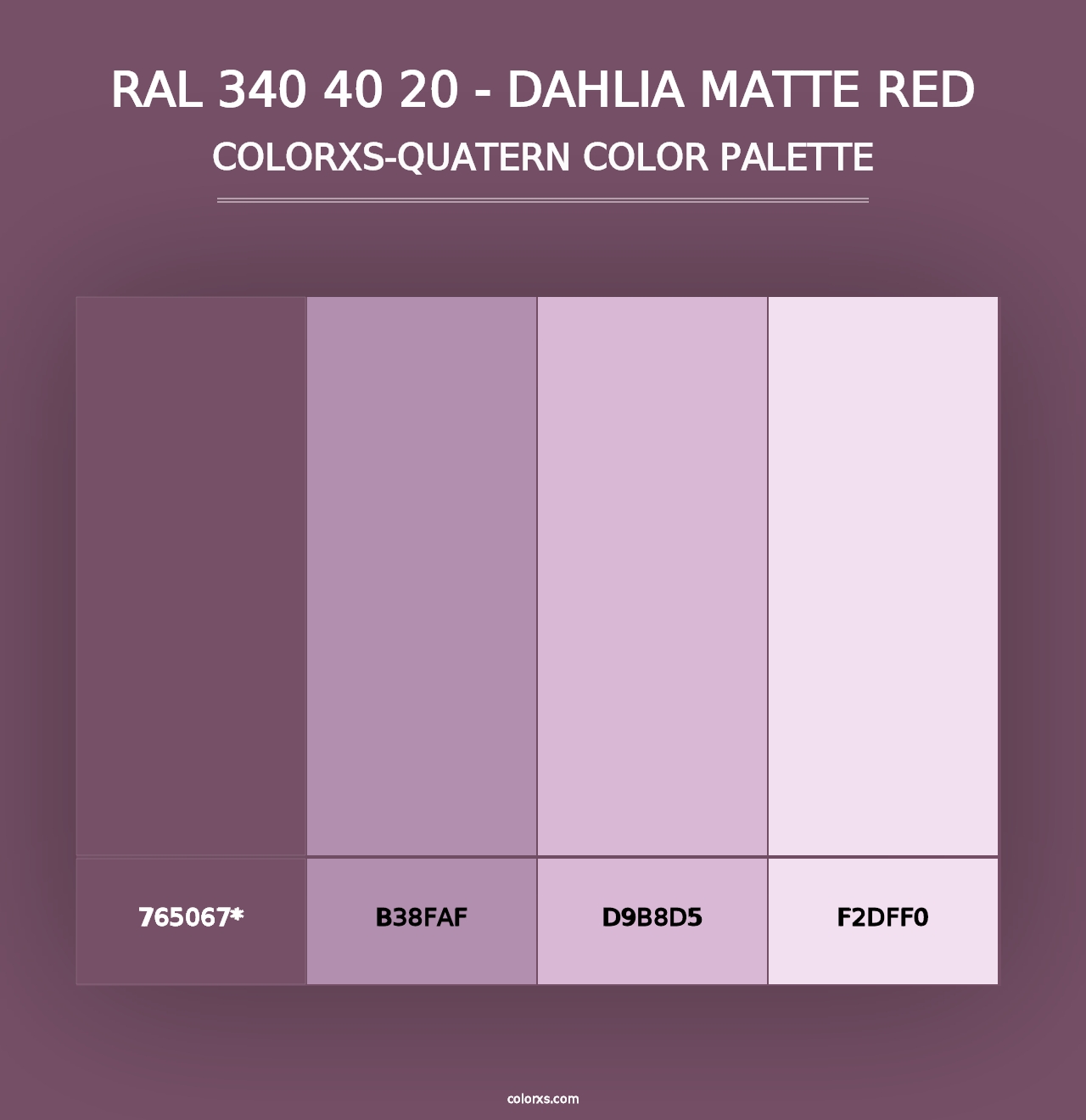 RAL 340 40 20 - Dahlia Matte Red - Colorxs Quad Palette