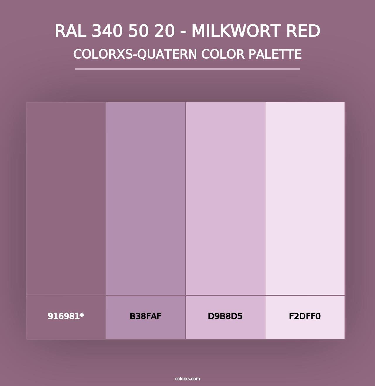 RAL 340 50 20 - Milkwort Red - Colorxs Quad Palette