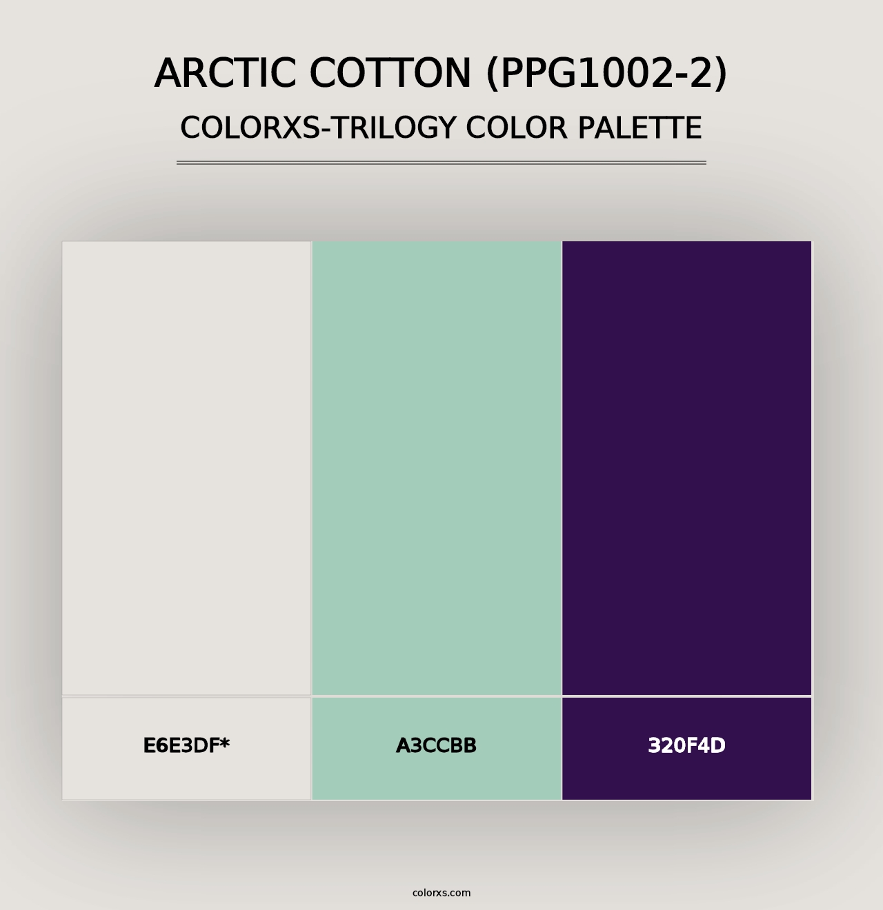 Arctic Cotton (PPG1002-2) - Colorxs Trilogy Palette