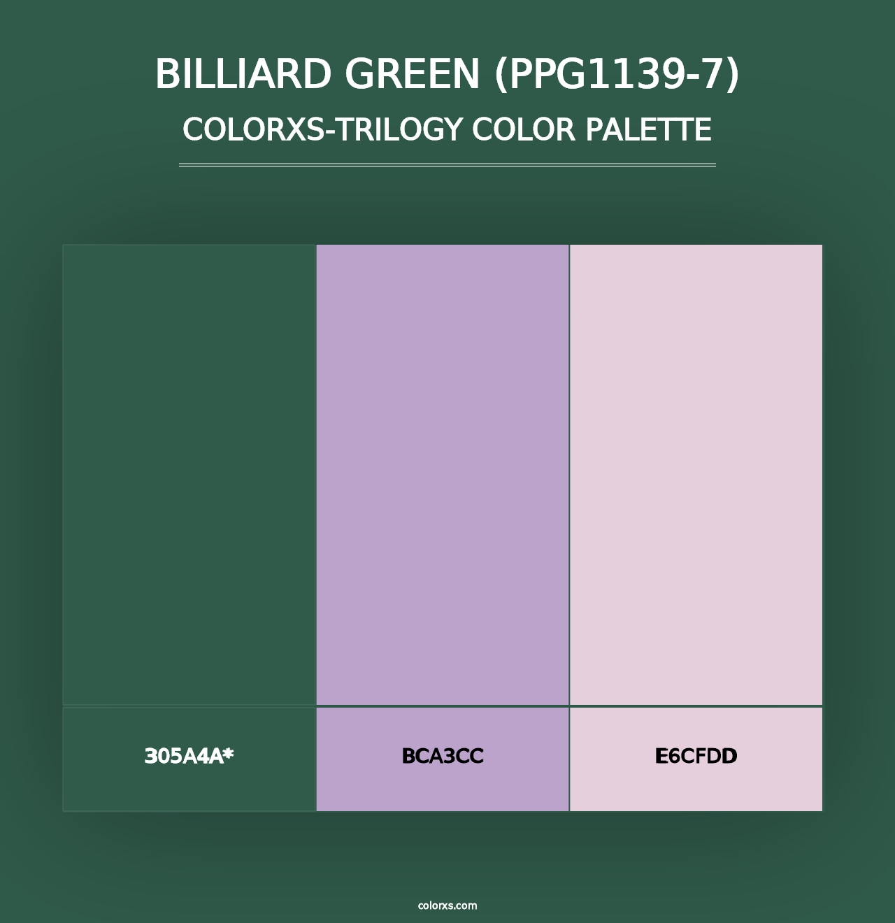 Billiard Green (PPG1139-7) - Colorxs Trilogy Palette