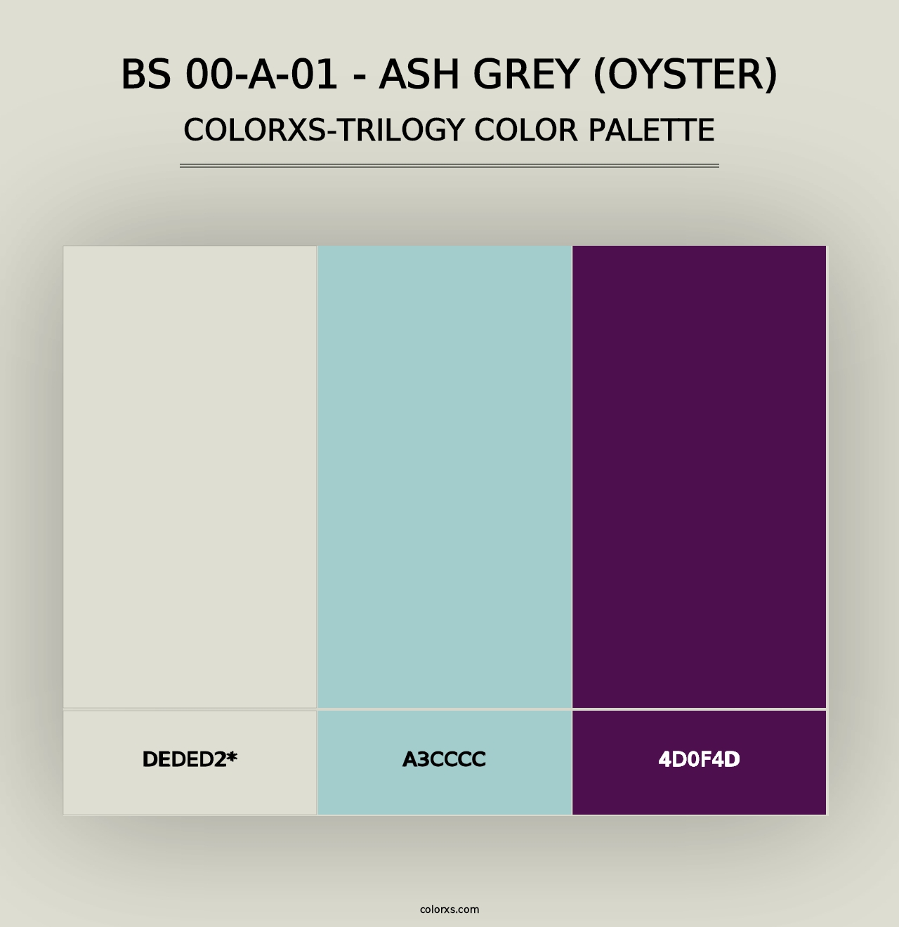 BS 00-A-01 - Ash Grey (Oyster) - Colorxs Trilogy Palette