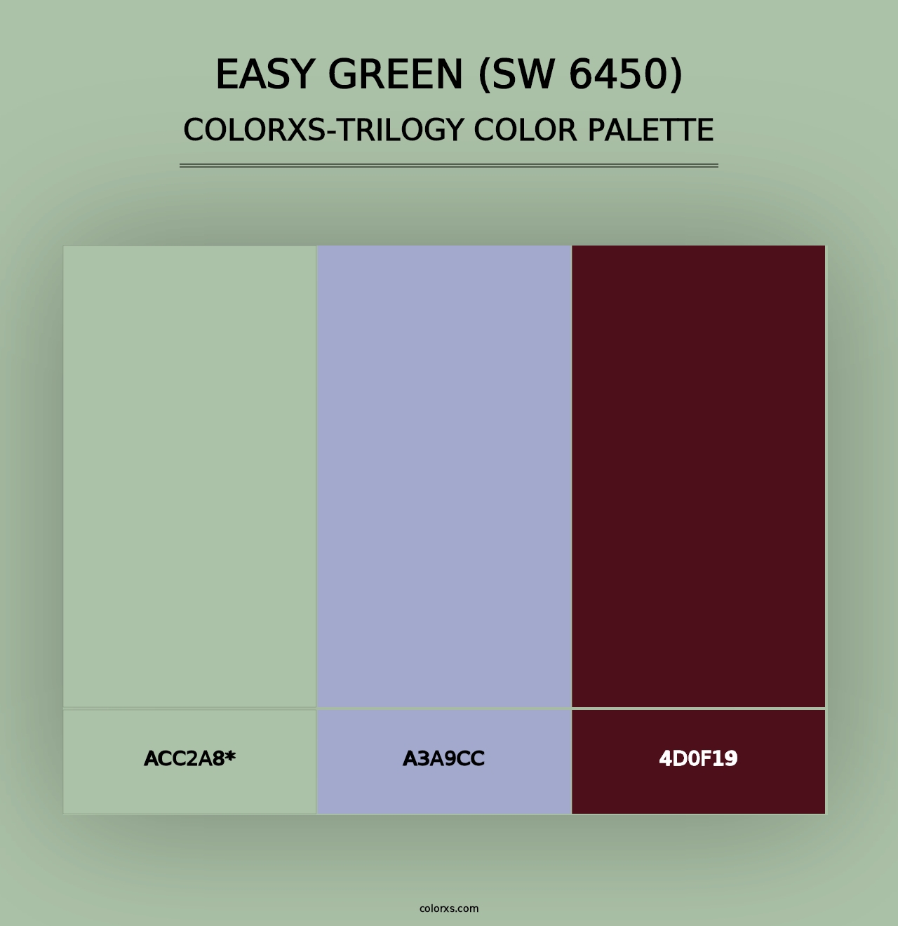 Easy Green (SW 6450) - Colorxs Trilogy Palette