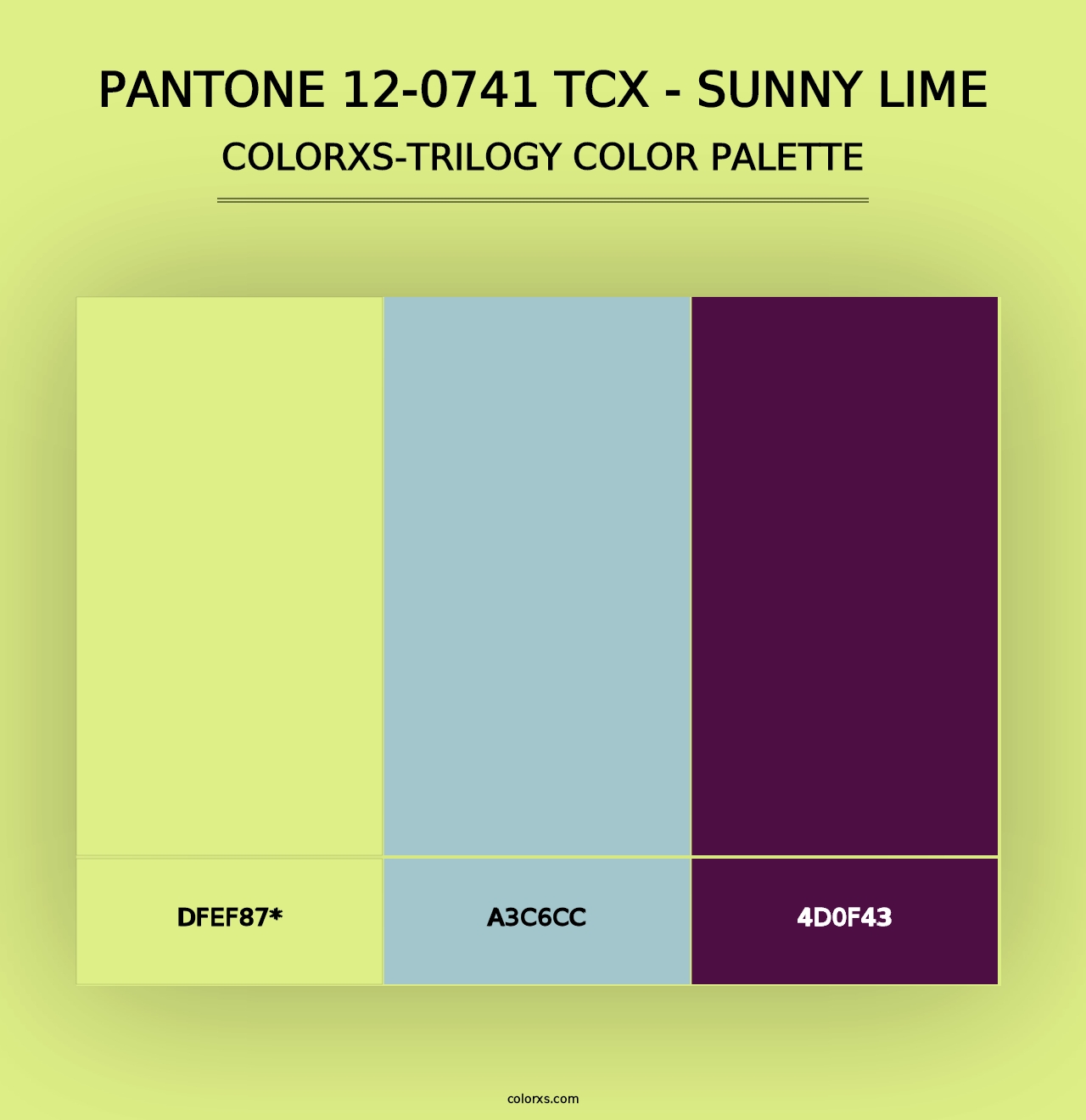 PANTONE 12-0741 TCX - Sunny Lime - Colorxs Trilogy Palette