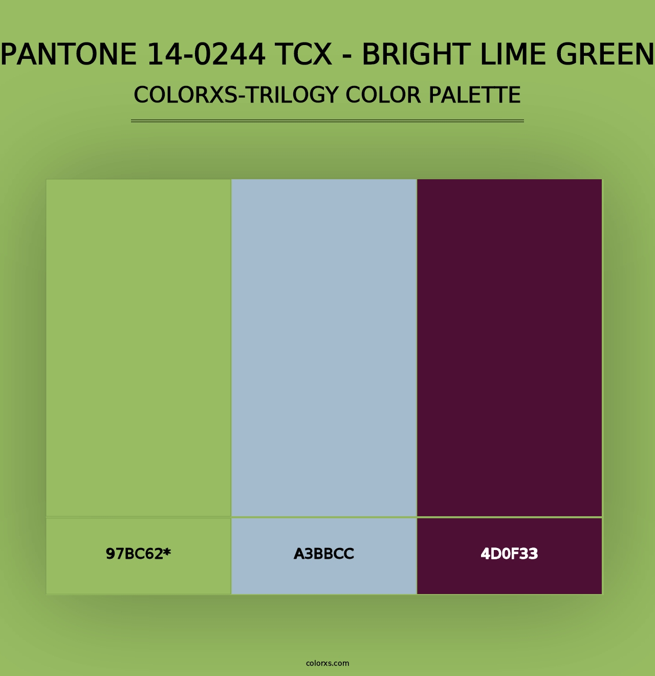 PANTONE 14-0244 TCX - Bright Lime Green - Colorxs Trilogy Palette