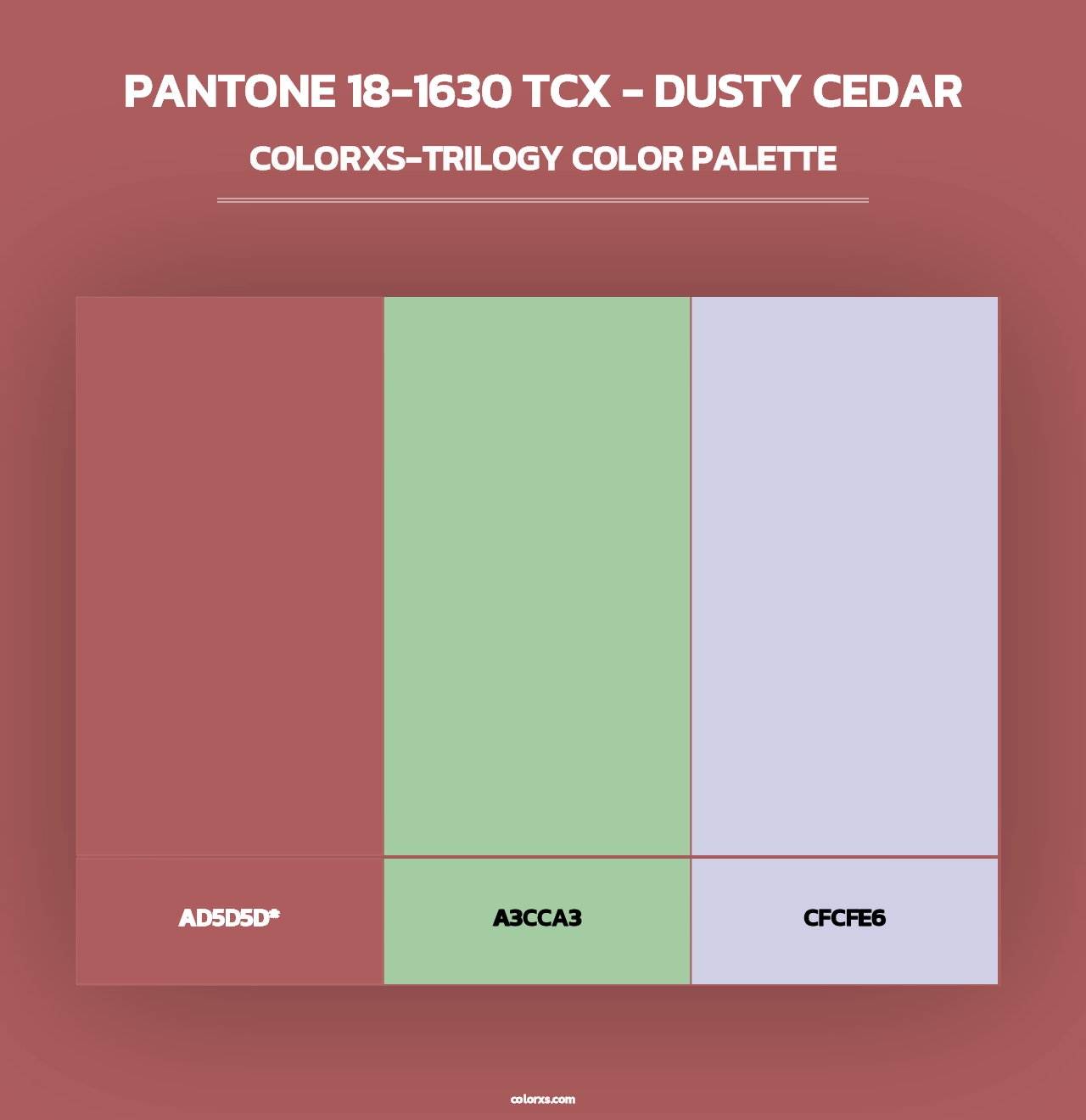 PANTONE 18-1630 TCX - Dusty Cedar - Colorxs Trilogy Palette