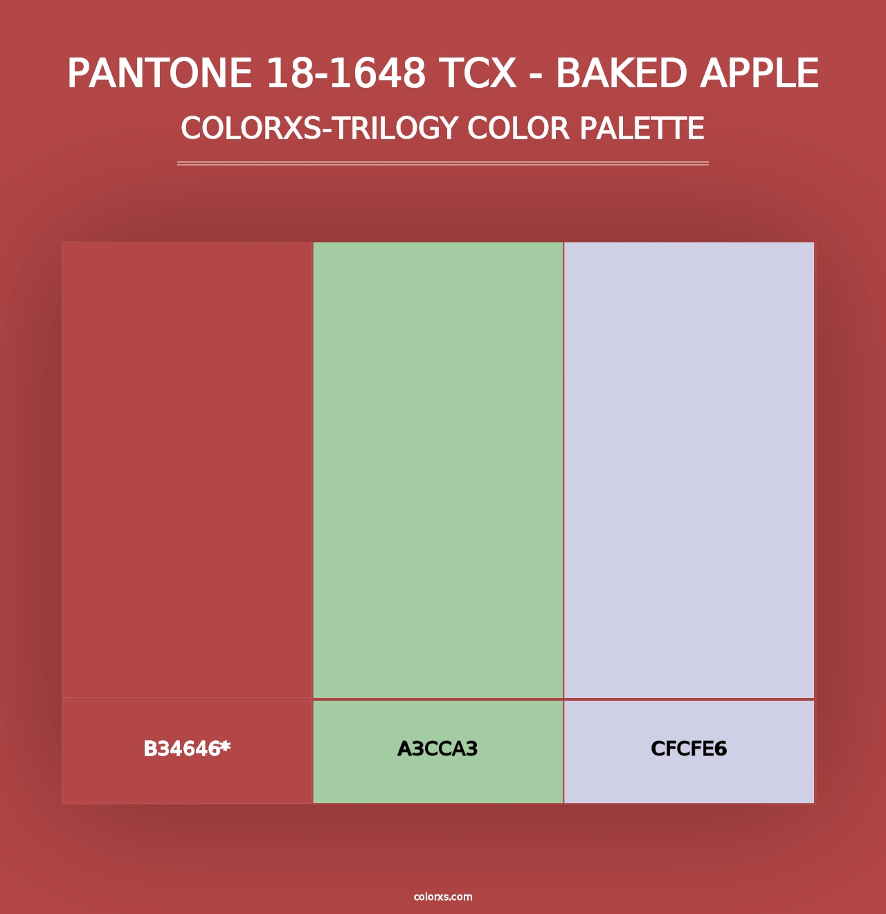 PANTONE 18-1648 TCX - Baked Apple - Colorxs Trilogy Palette