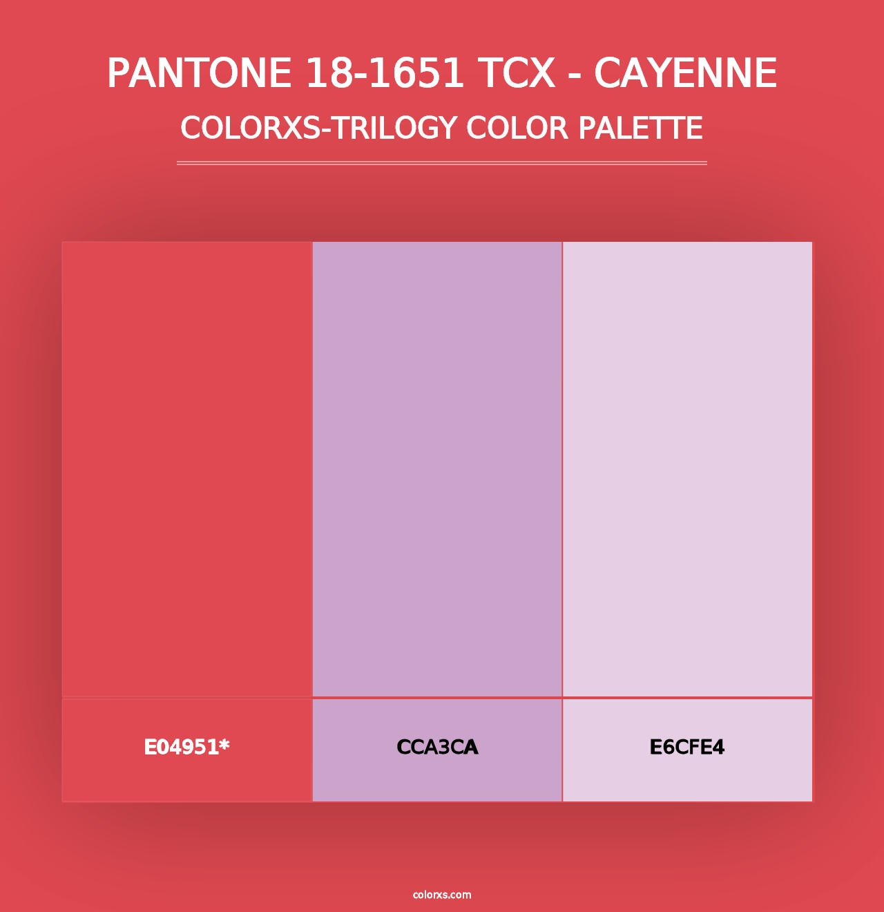 PANTONE 18-1651 TCX - Cayenne - Colorxs Trilogy Palette