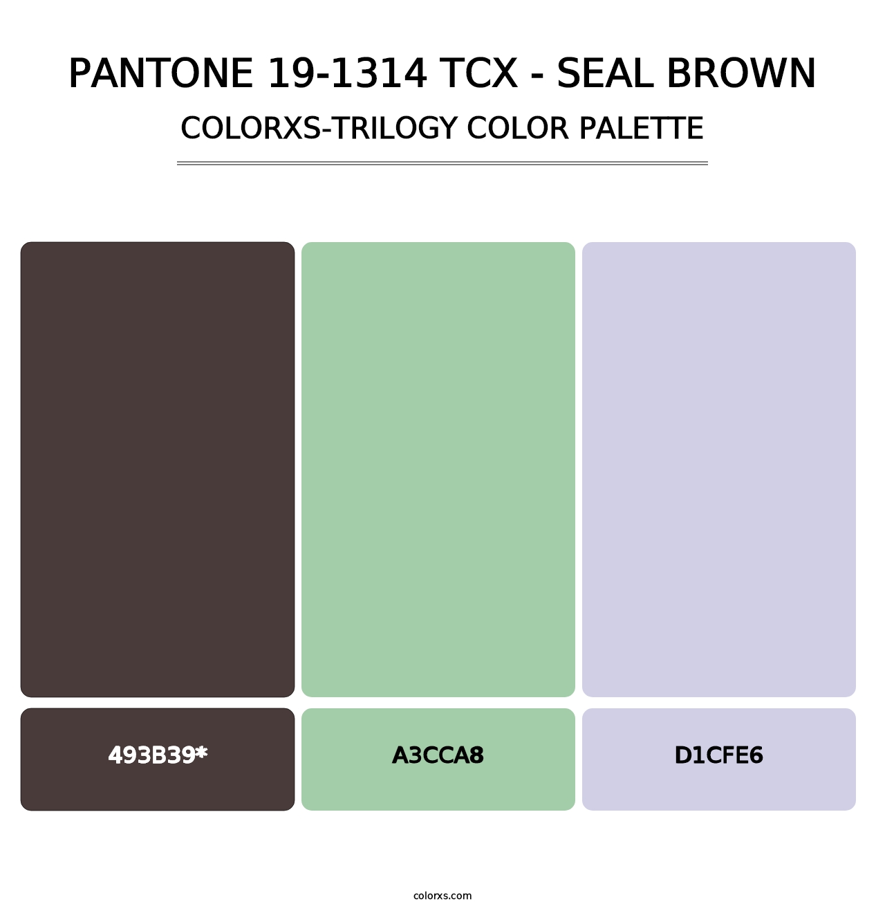 PANTONE 19-1314 TCX - Seal Brown - Colorxs Trilogy Palette