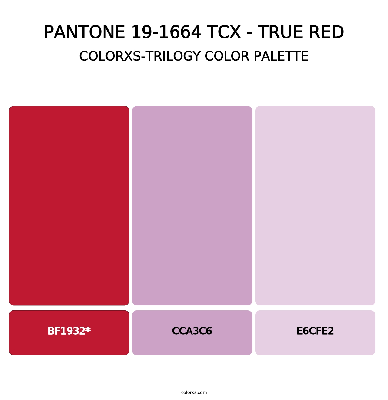 PANTONE 19-1664 TCX - True Red - Colorxs Trilogy Palette