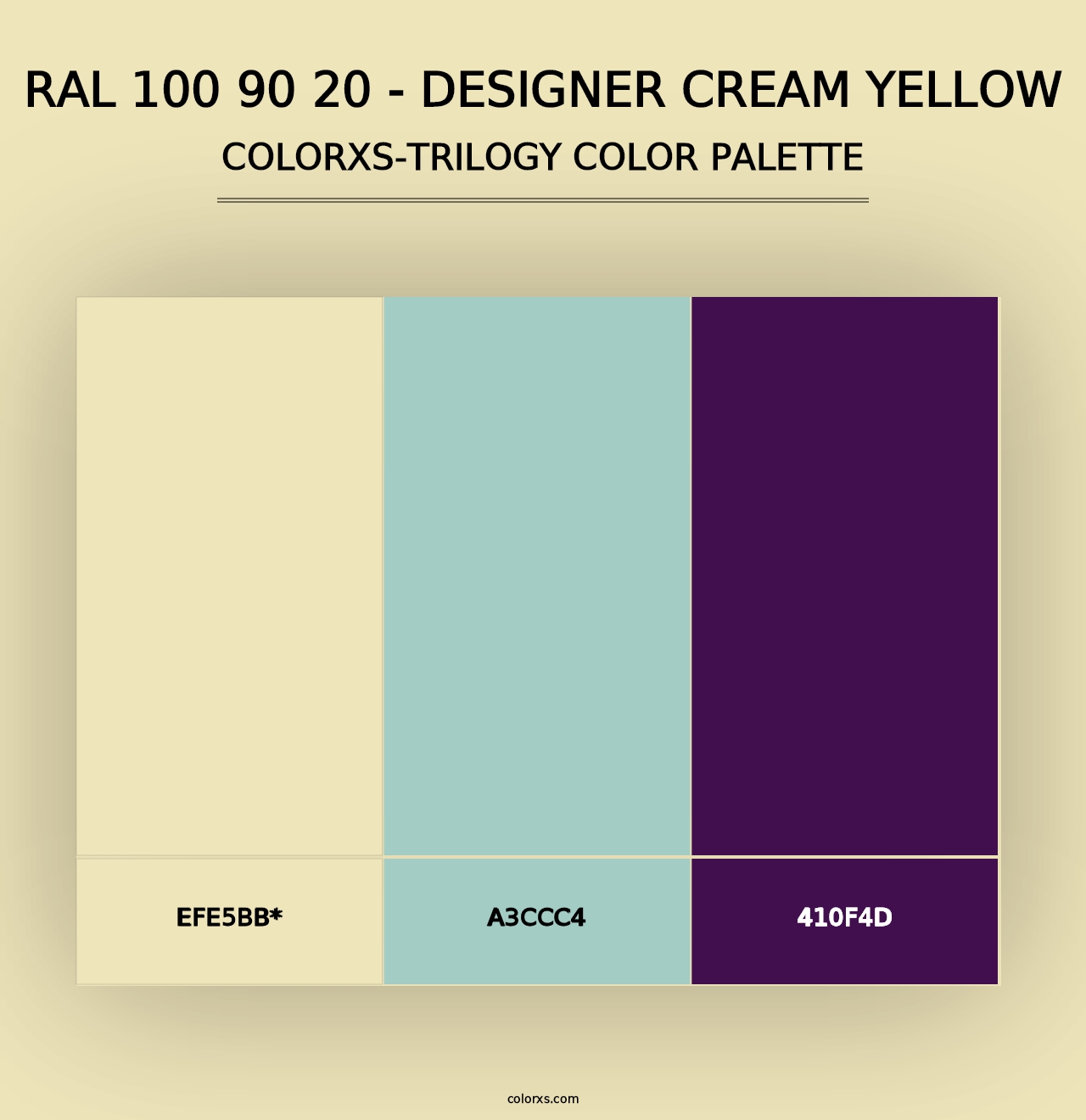 RAL 100 90 20 - Designer Cream Yellow - Colorxs Trilogy Palette