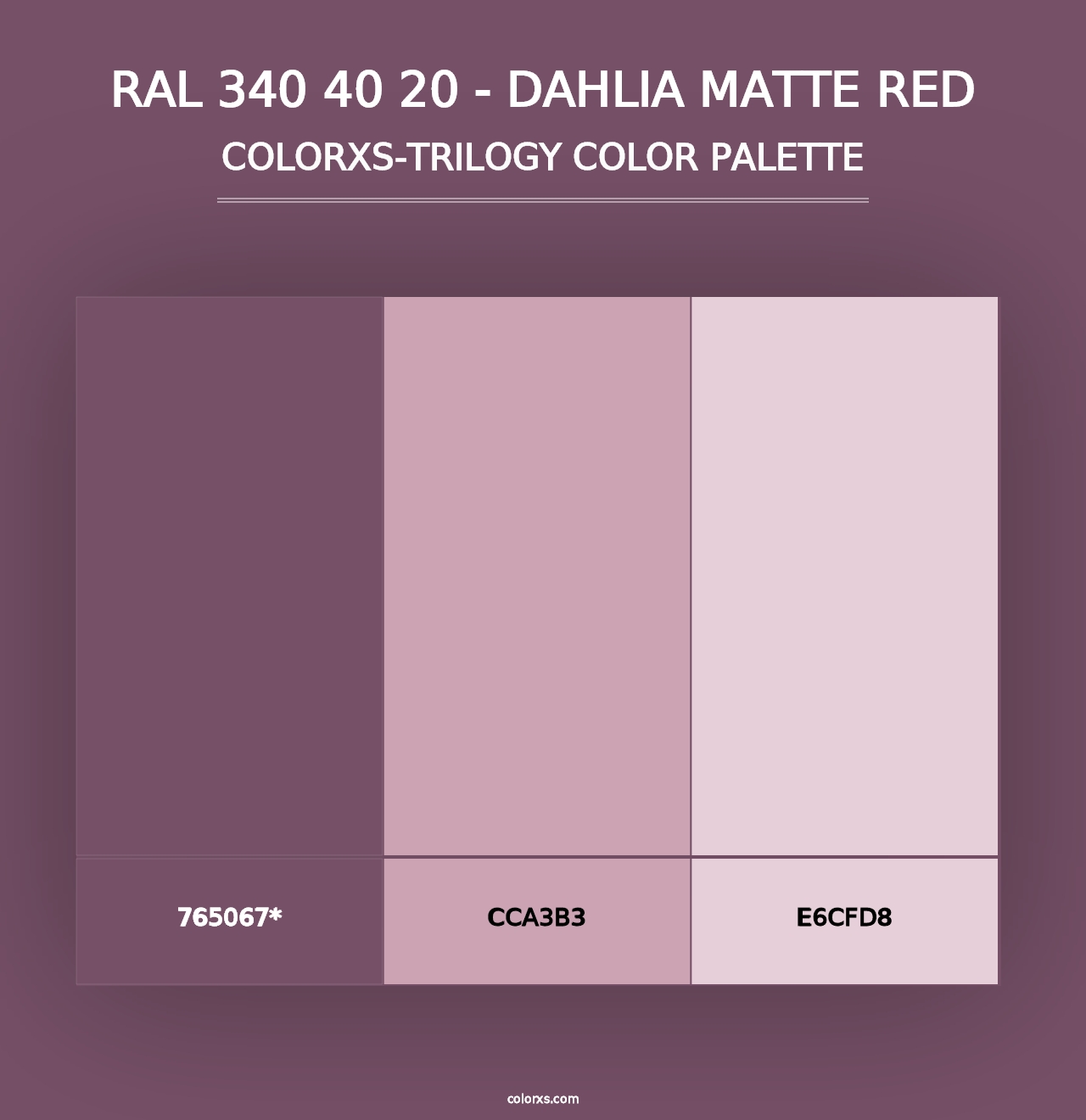 RAL 340 40 20 - Dahlia Matte Red - Colorxs Trilogy Palette