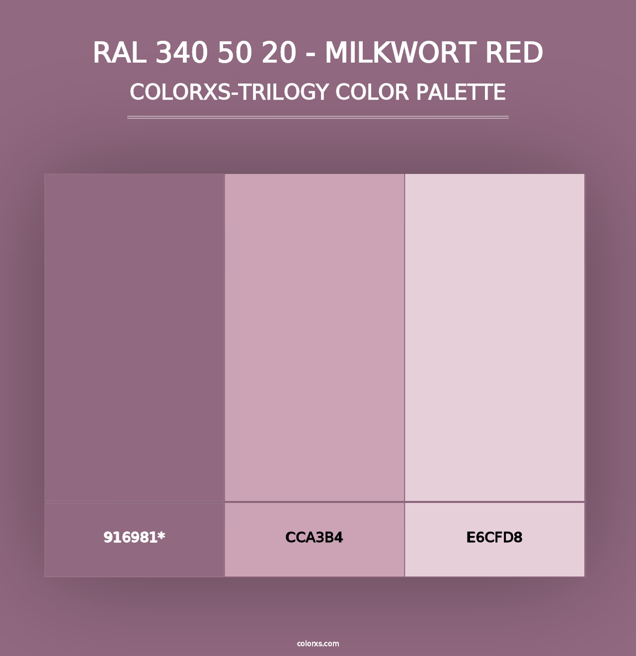 RAL 340 50 20 - Milkwort Red - Colorxs Trilogy Palette