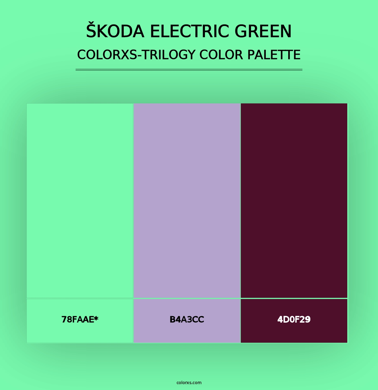 Škoda Electric Green - Colorxs Trilogy Palette