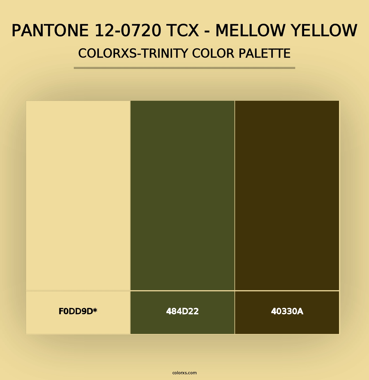 PANTONE 12-0720 TCX - Mellow Yellow - Colorxs Trinity Palette