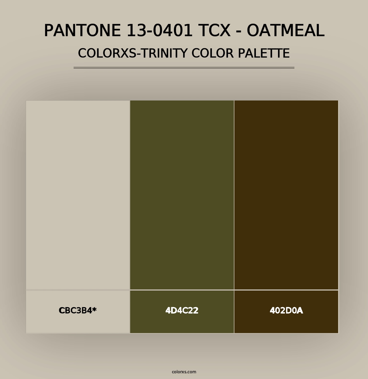 PANTONE 13-0401 TCX - Oatmeal - Colorxs Trinity Palette