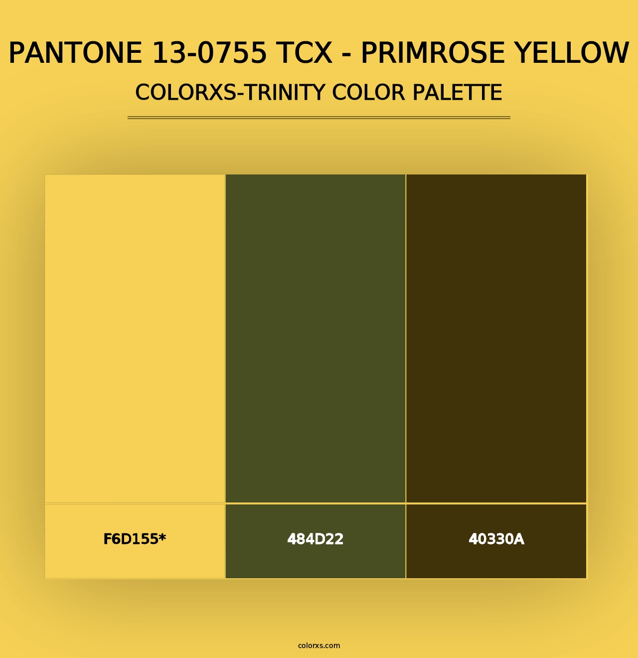 PANTONE 13-0755 TCX - Primrose Yellow - Colorxs Trinity Palette