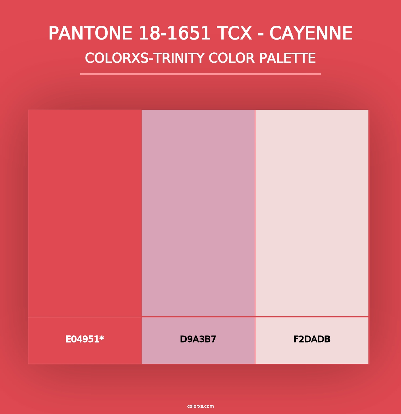 PANTONE 18-1651 TCX - Cayenne - Colorxs Trinity Palette