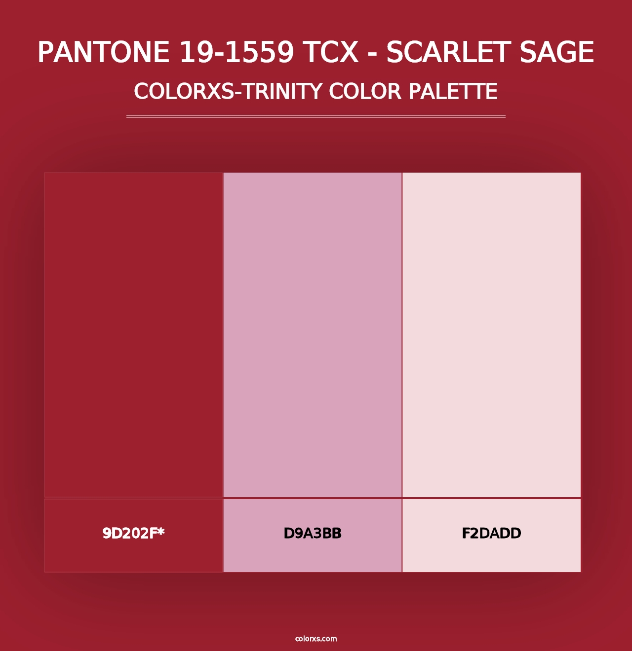 PANTONE 19-1559 TCX - Scarlet Sage - Colorxs Trinity Palette