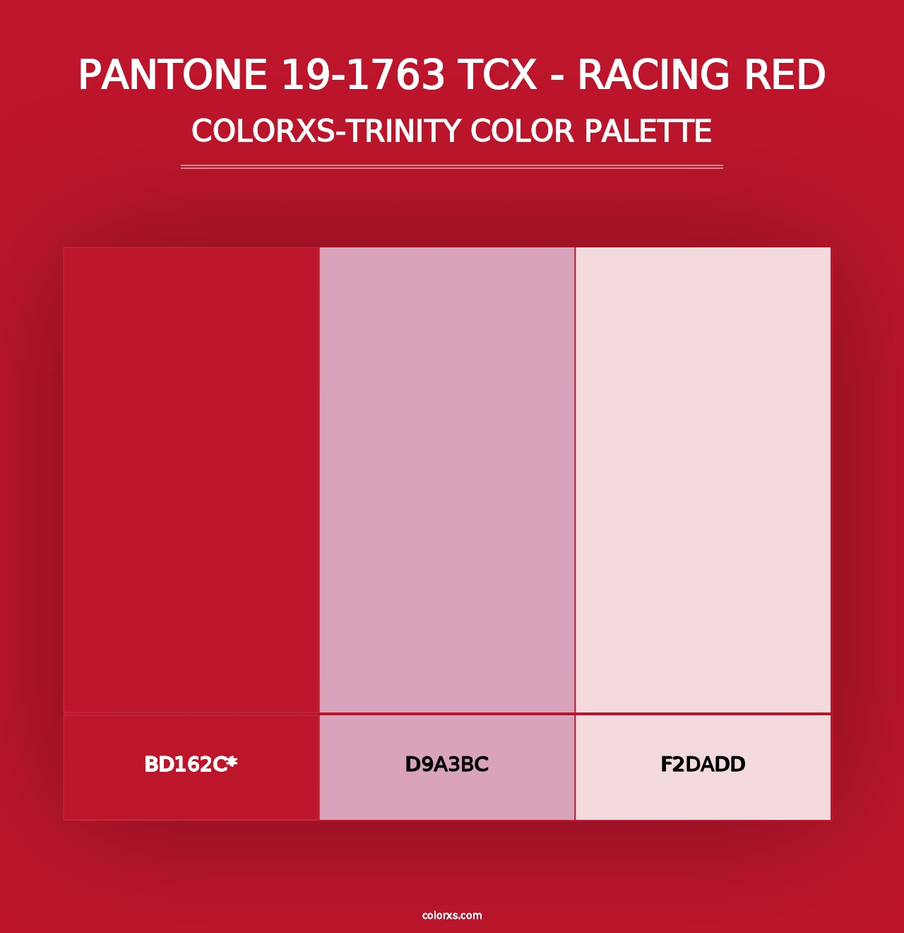 PANTONE 19-1763 TCX - Racing Red - Colorxs Trinity Palette