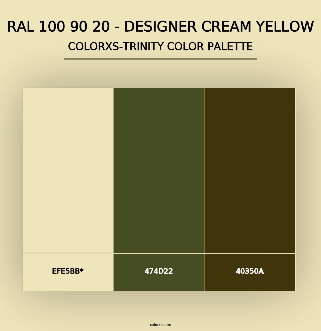 RAL 100 90 20 - Designer Cream Yellow - Colorxs Trinity Palette