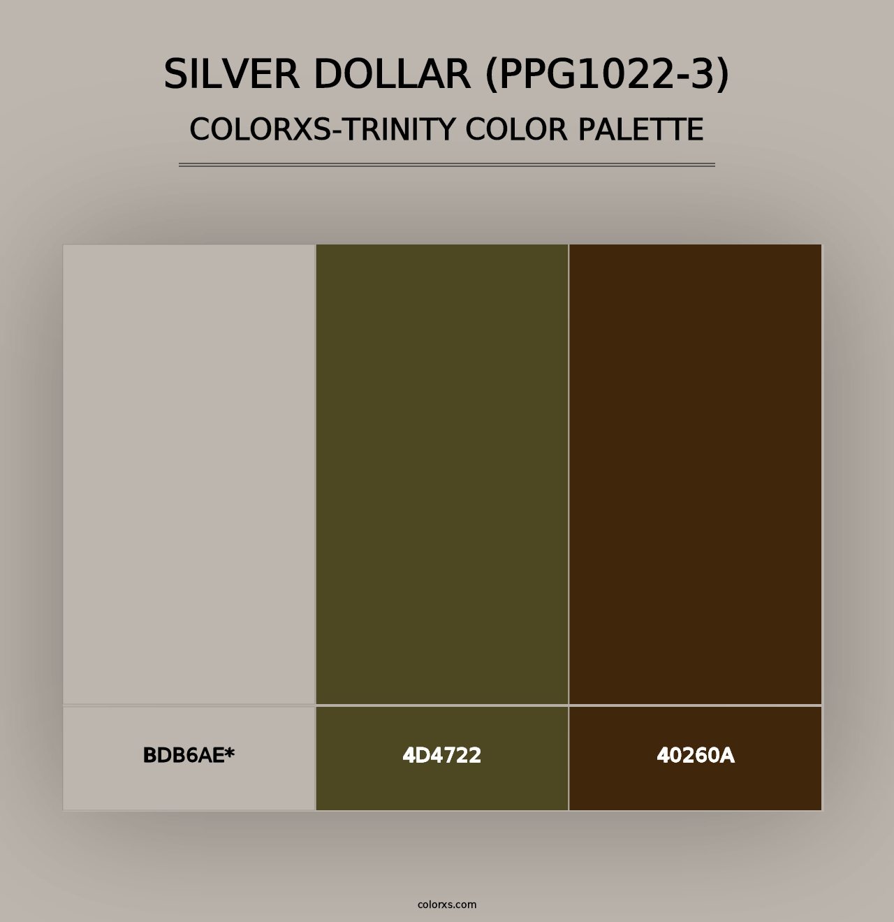 Silver Dollar (PPG1022-3) - Colorxs Trinity Palette