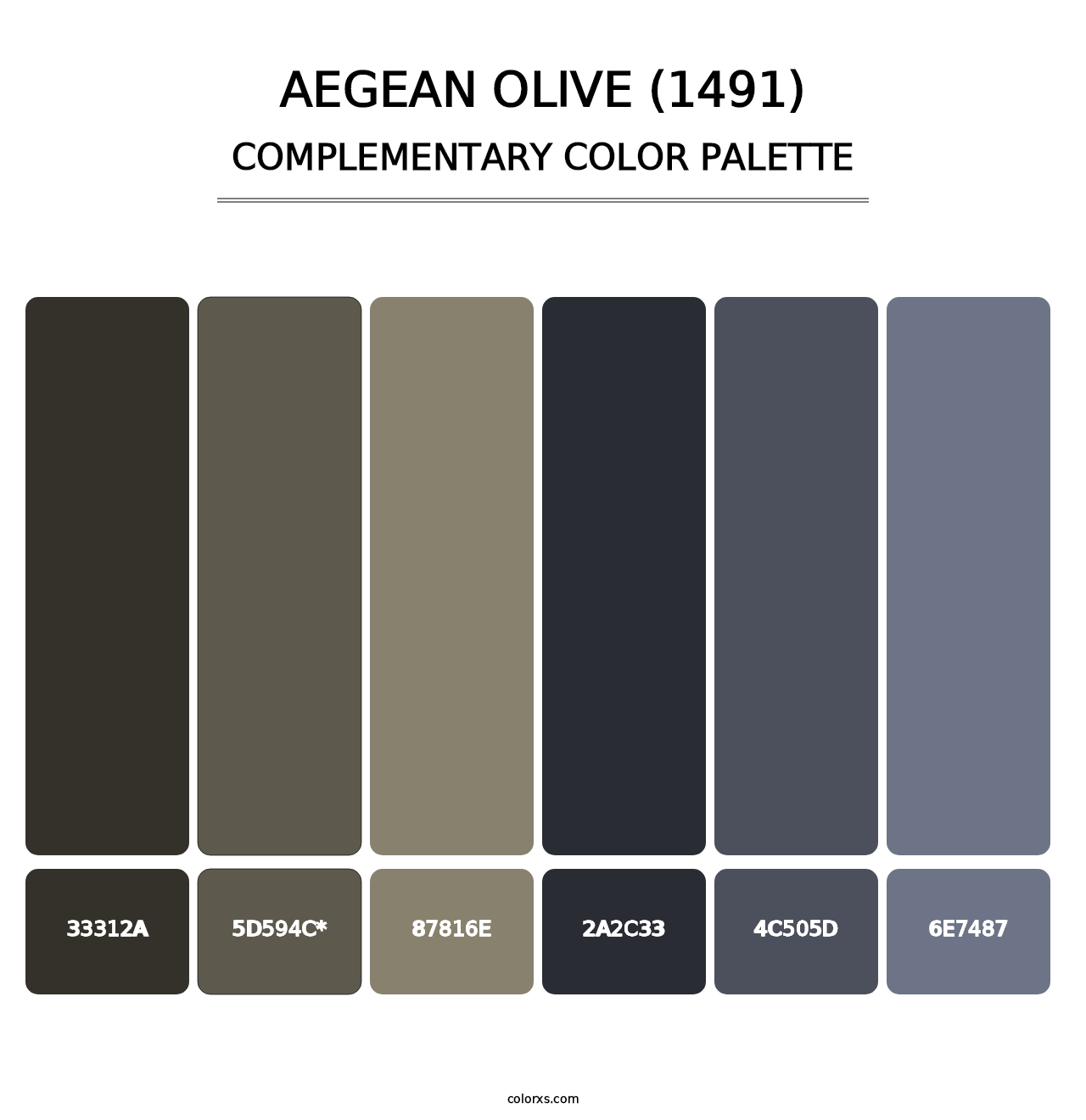 Aegean Olive (1491) - Complementary Color Palette