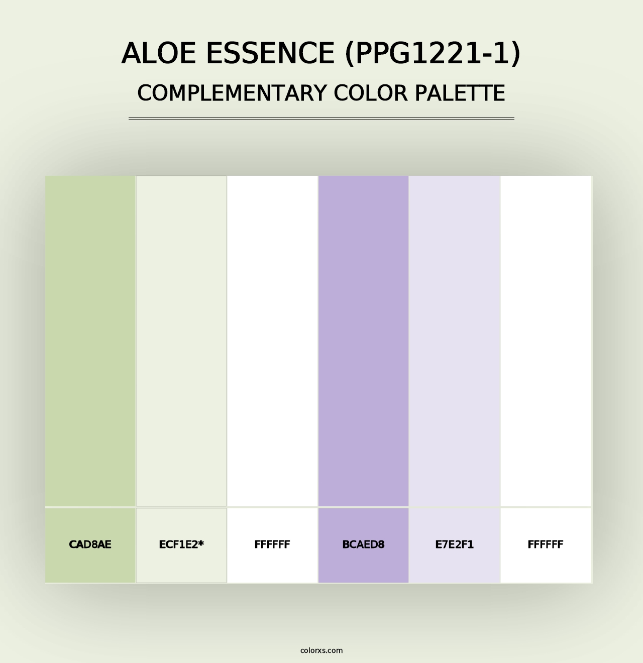 Aloe Essence (PPG1221-1) - Complementary Color Palette