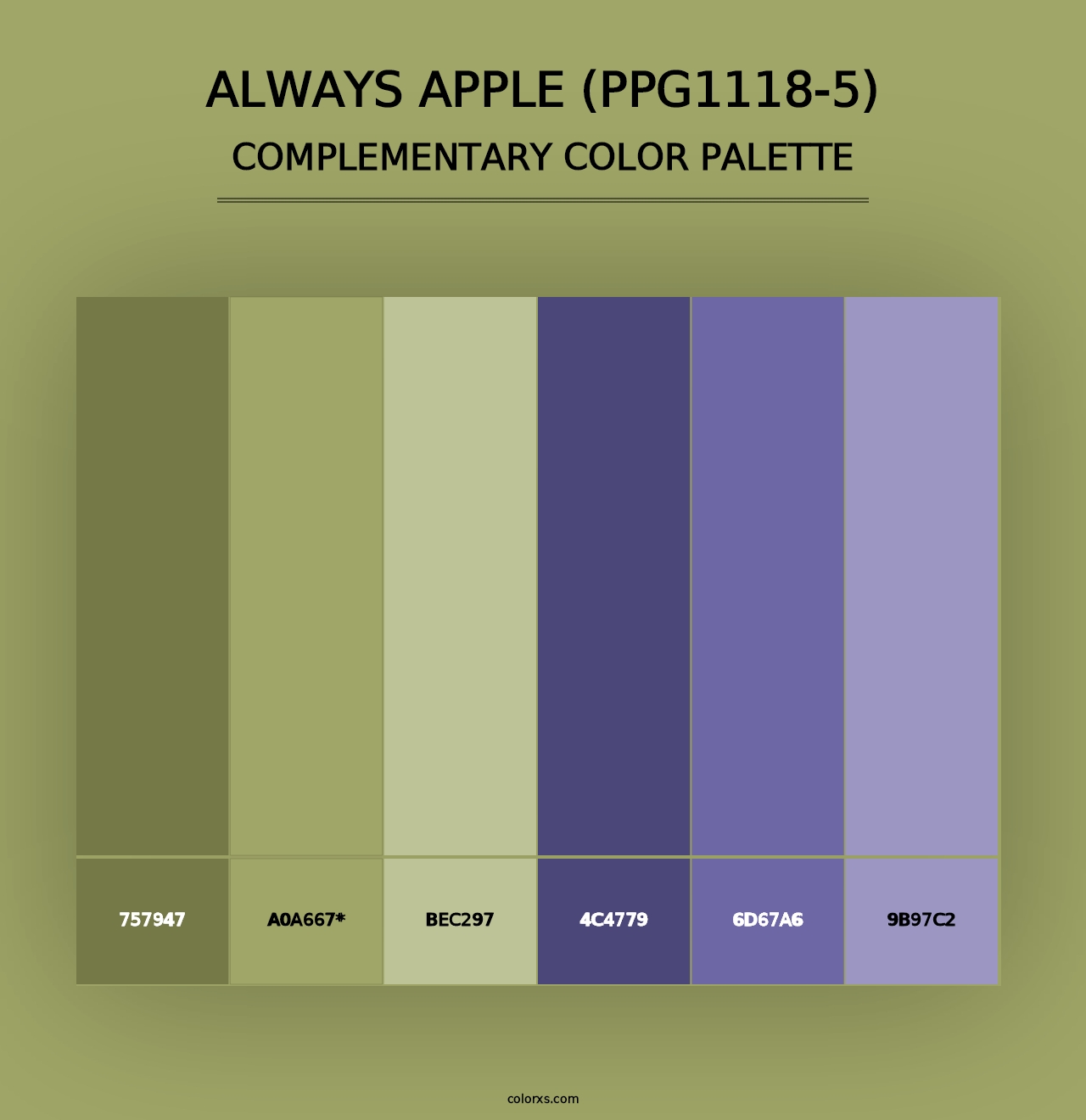 Always Apple (PPG1118-5) - Complementary Color Palette