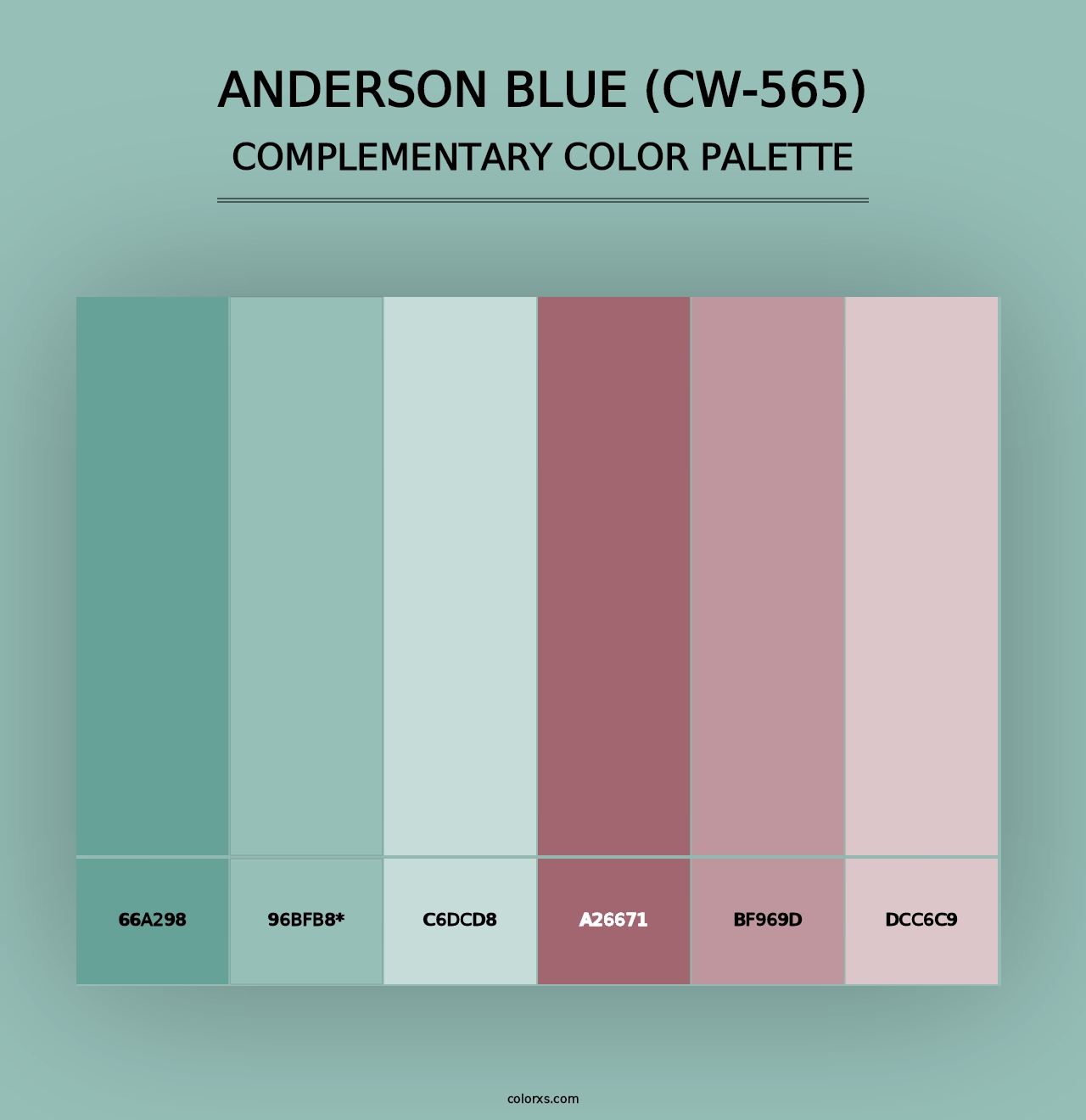 Anderson Blue (CW-565) - Complementary Color Palette