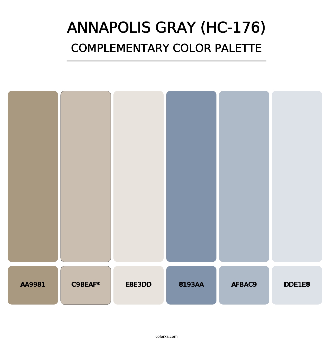 Annapolis Gray (HC-176) - Complementary Color Palette