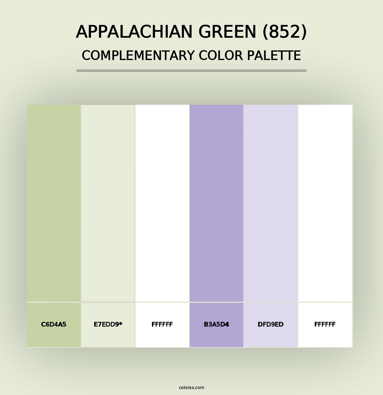 Appalachian Green (852) - Complementary Color Palette