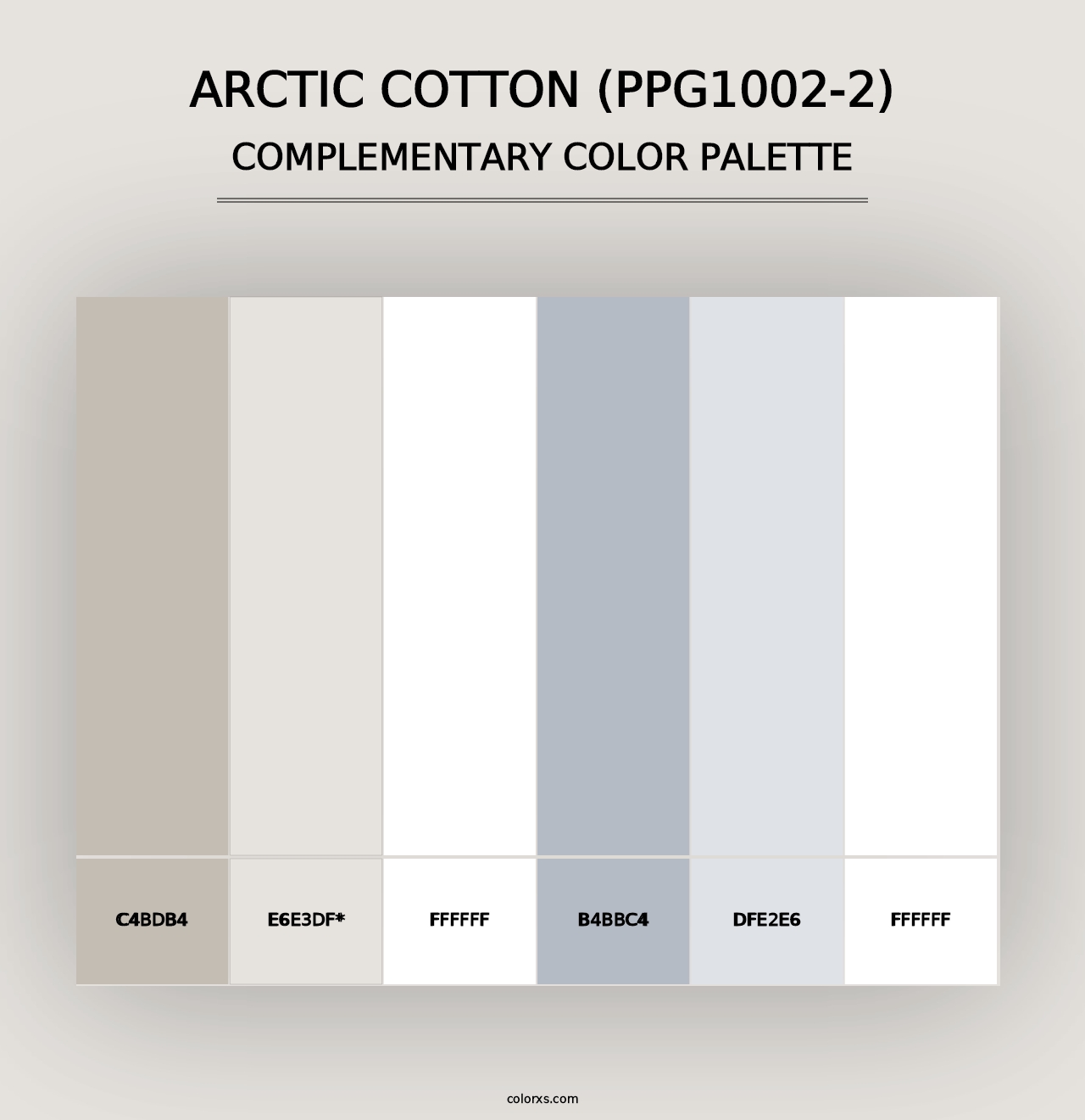 Arctic Cotton (PPG1002-2) - Complementary Color Palette