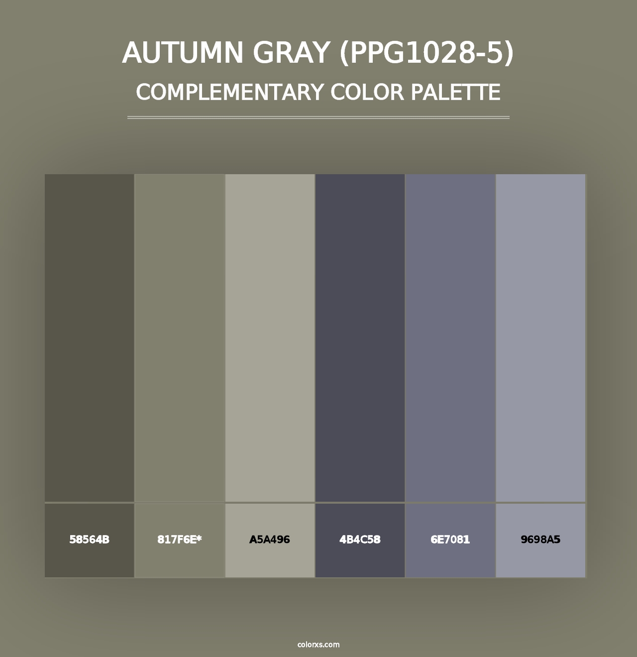 Autumn Gray (PPG1028-5) - Complementary Color Palette