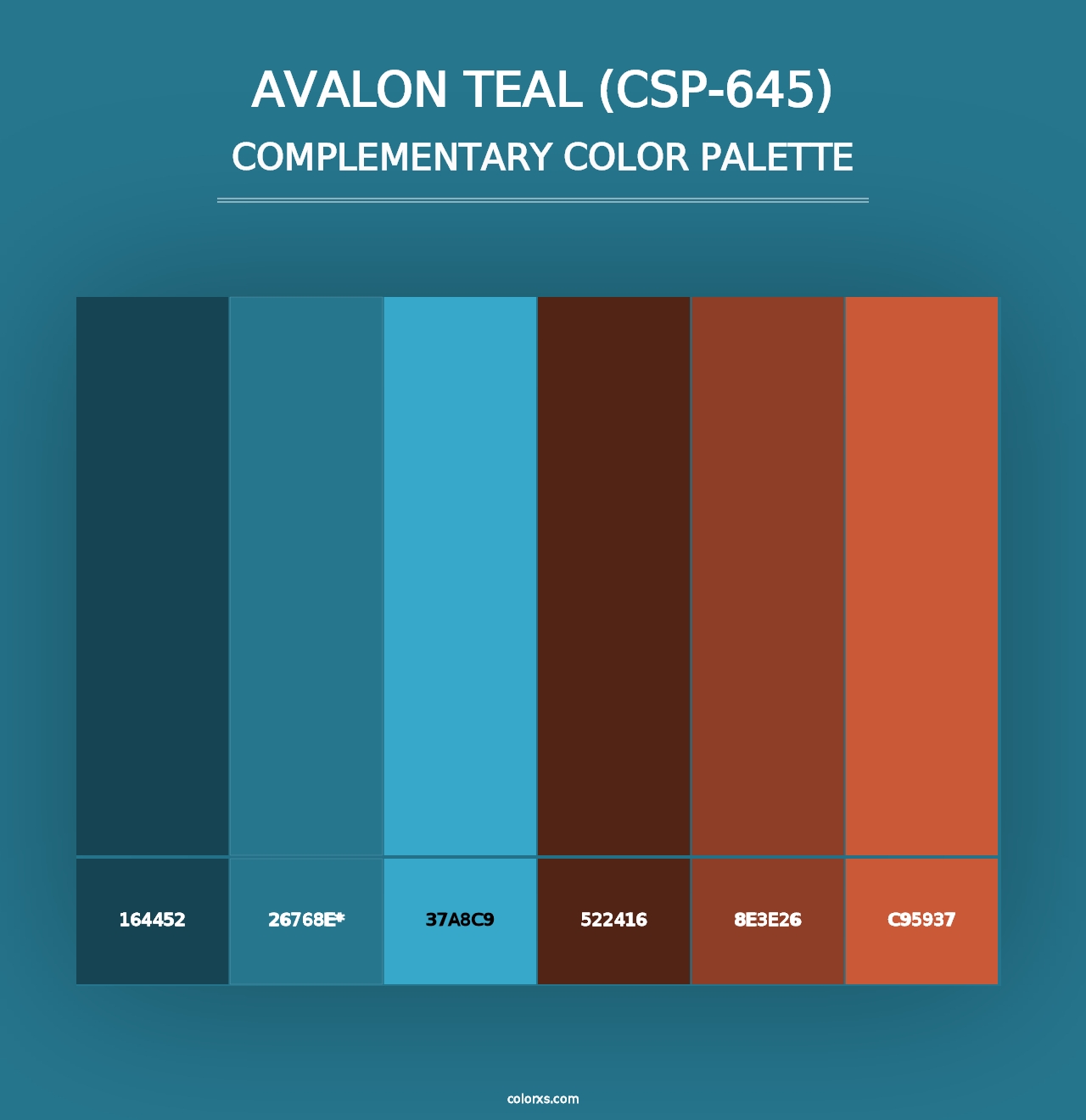 Avalon Teal (CSP-645) - Complementary Color Palette