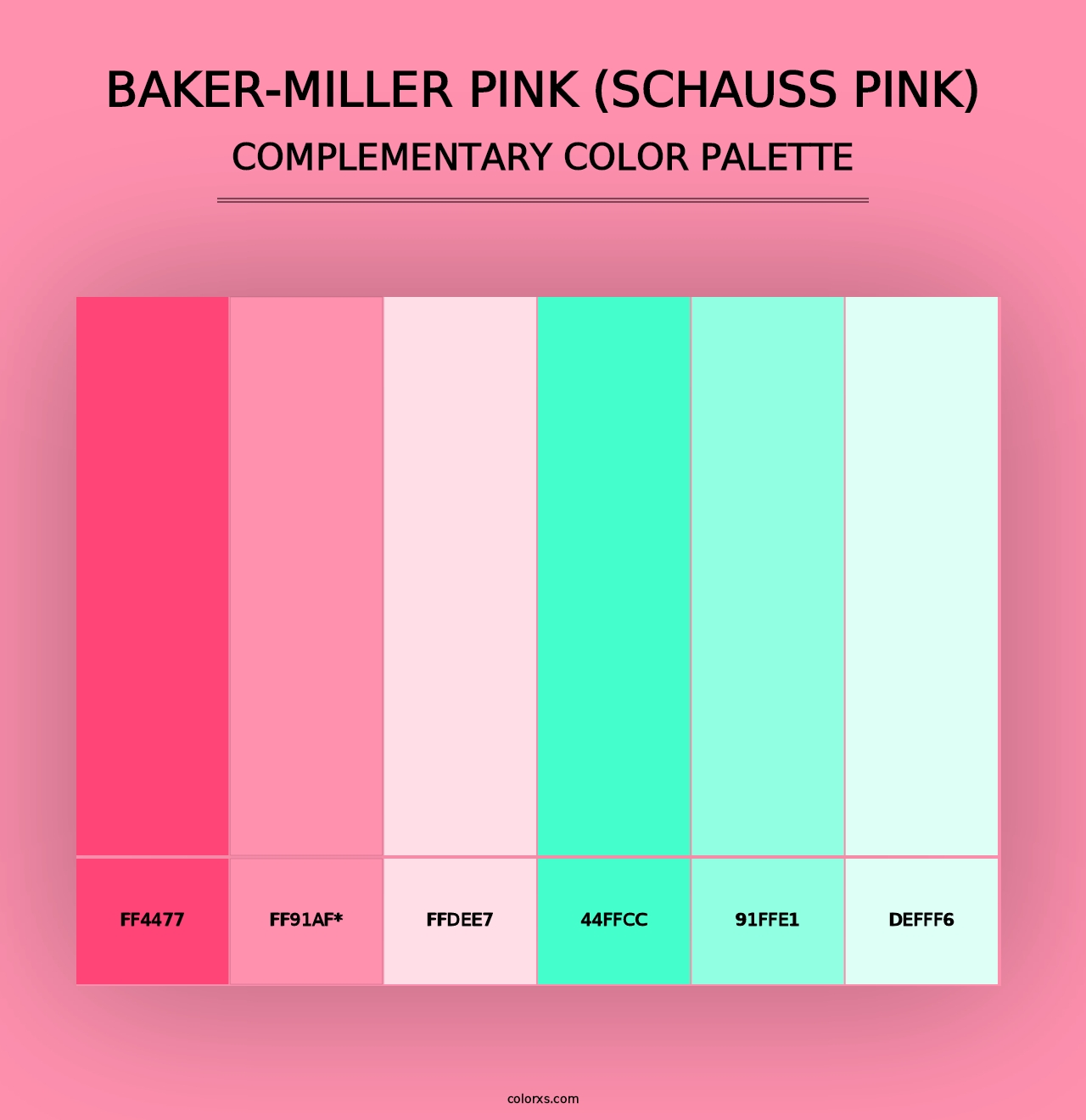 Baker-Miller Pink (Schauss Pink) - Complementary Color Palette