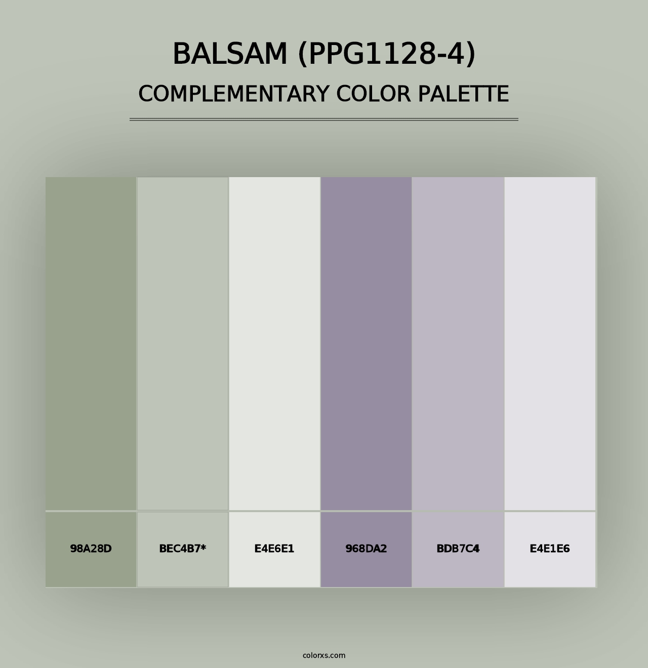 Balsam (PPG1128-4) - Complementary Color Palette