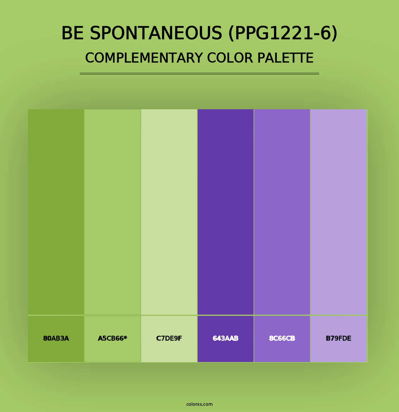 Be Spontaneous (PPG1221-6) - Complementary Color Palette