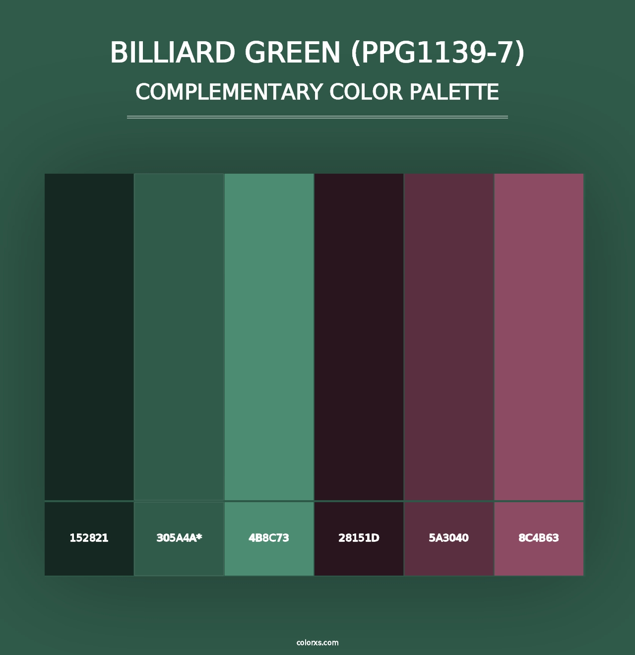 Billiard Green (PPG1139-7) - Complementary Color Palette