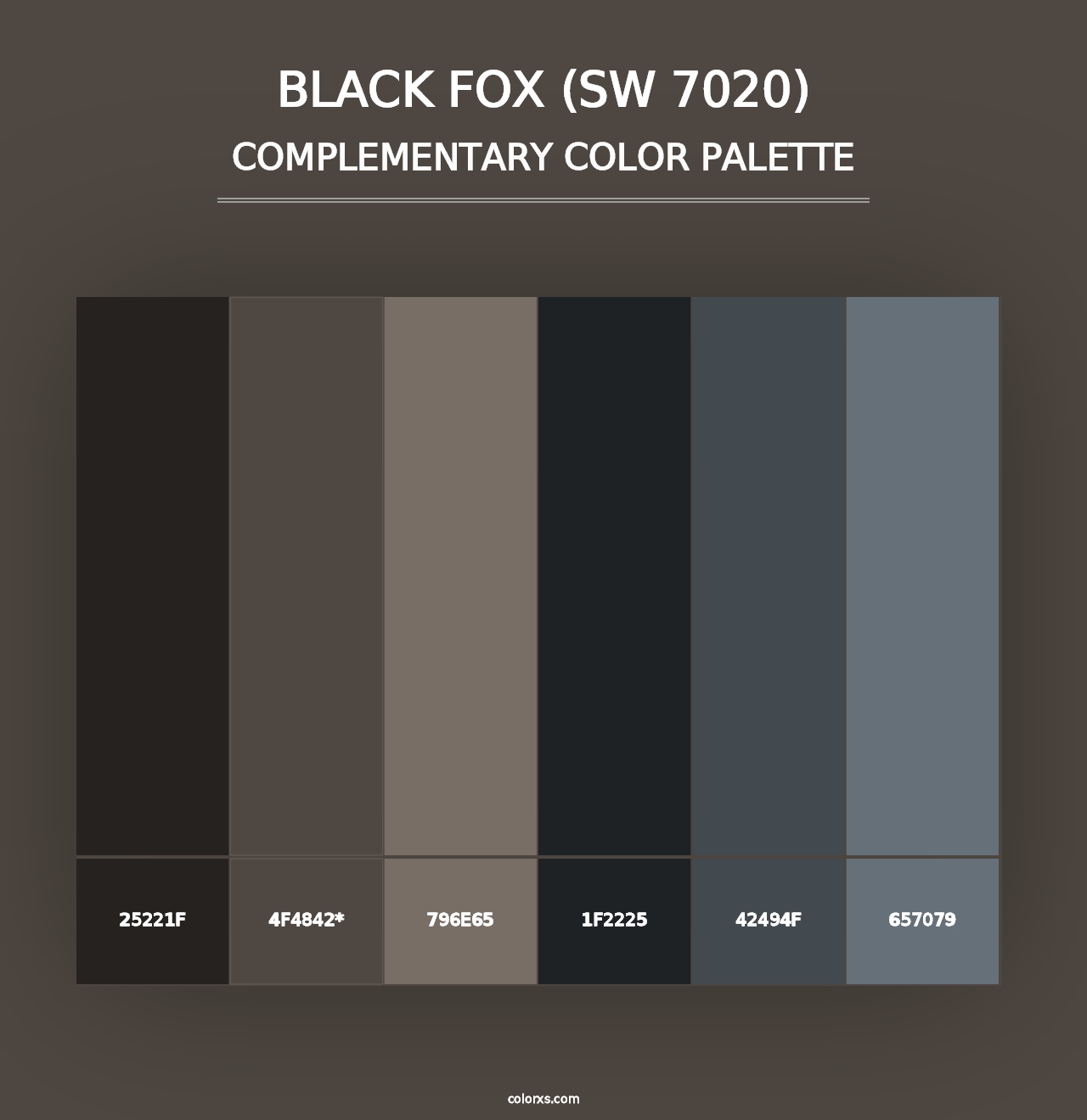 Black Fox (SW 7020) - Complementary Color Palette