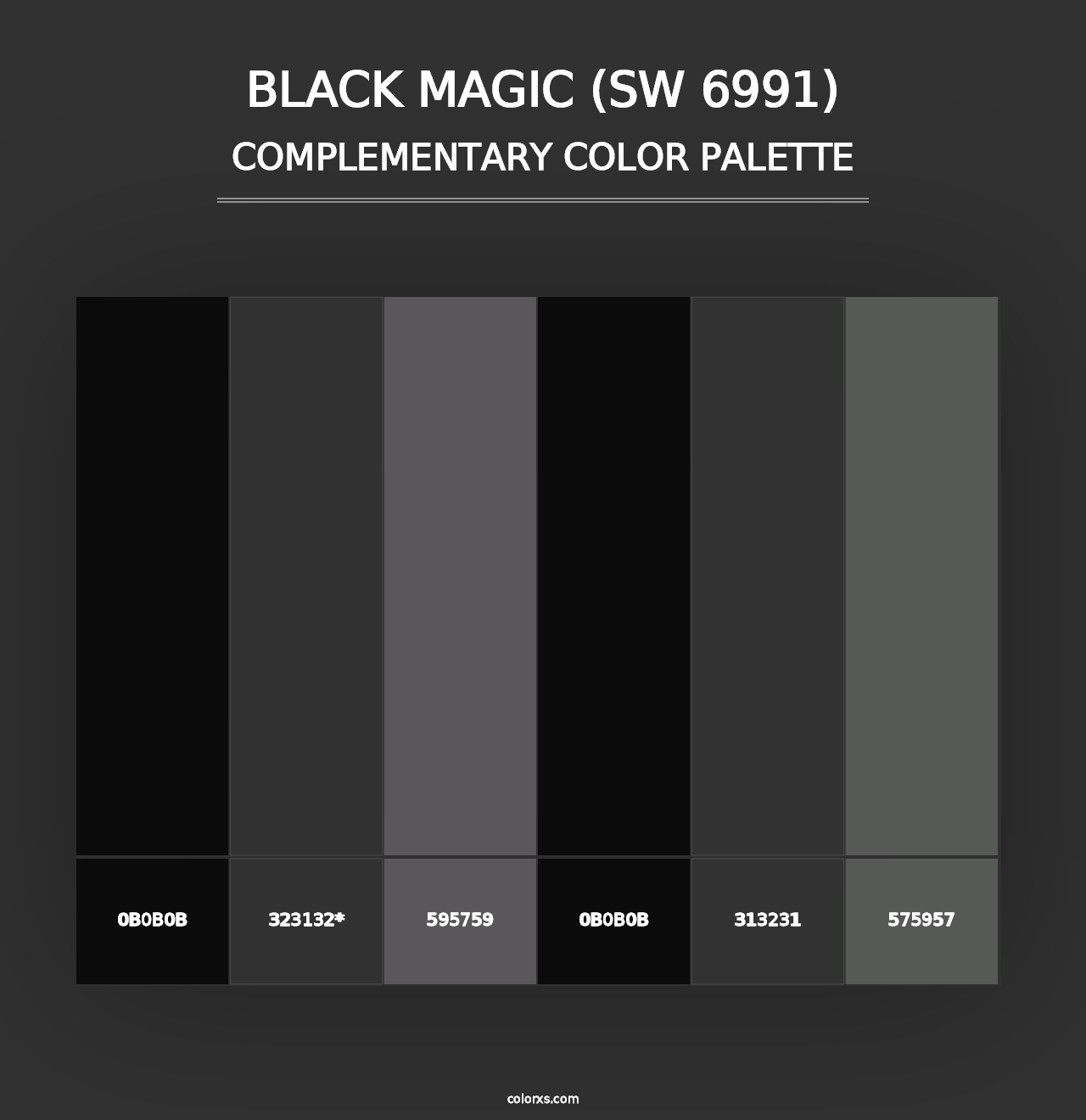 Sherwin Williams Black Magic (SW 6991) Paint coordinating colors and ...